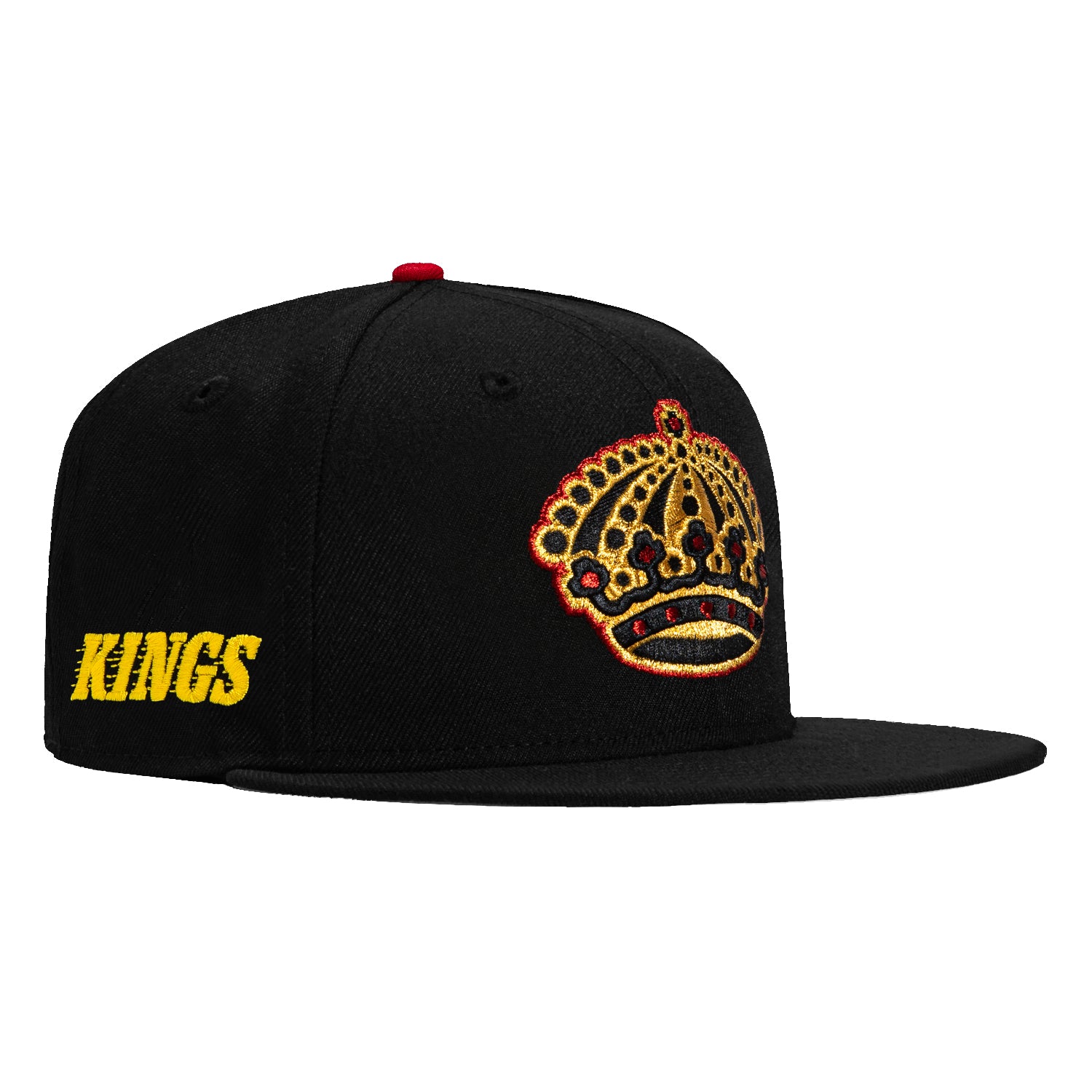 New Era 59Fifty Los Angeles Kings Logo Patch Crown Hat - Black, Metallic Gold, Red - Official NHL Snapback Baseball Cap for Men & Women - Perfect for Sports Fans, Game Day & Streetwear Fashion
