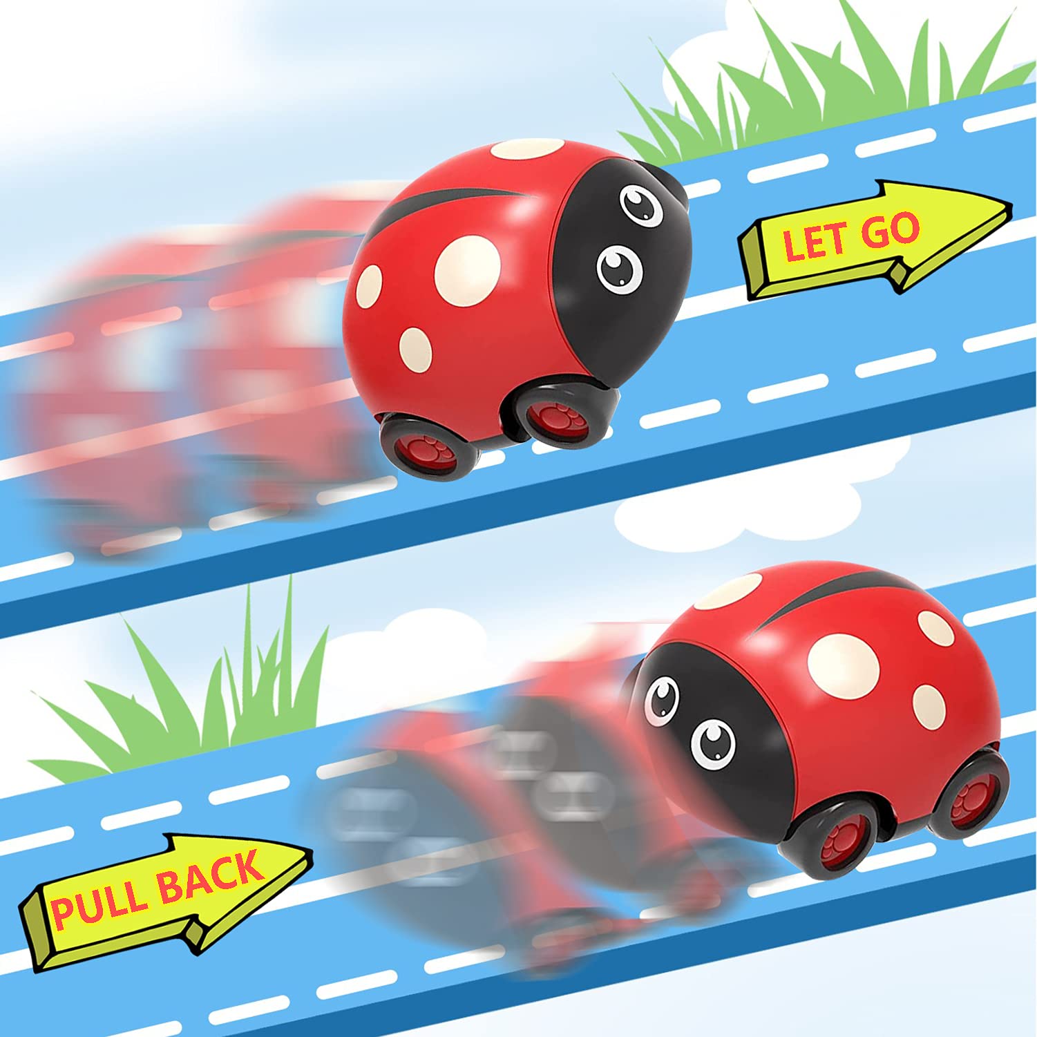 Best Pull Back Cars Toys for Toddlers 1-3 Years Old - 4 Pack Friction Powered Vehicle Playset with Animal Design - Fun Push and Go Toy Cars for Boys & Girls - Perfect Gift for Birthday, Christmas & Indoor Playtime