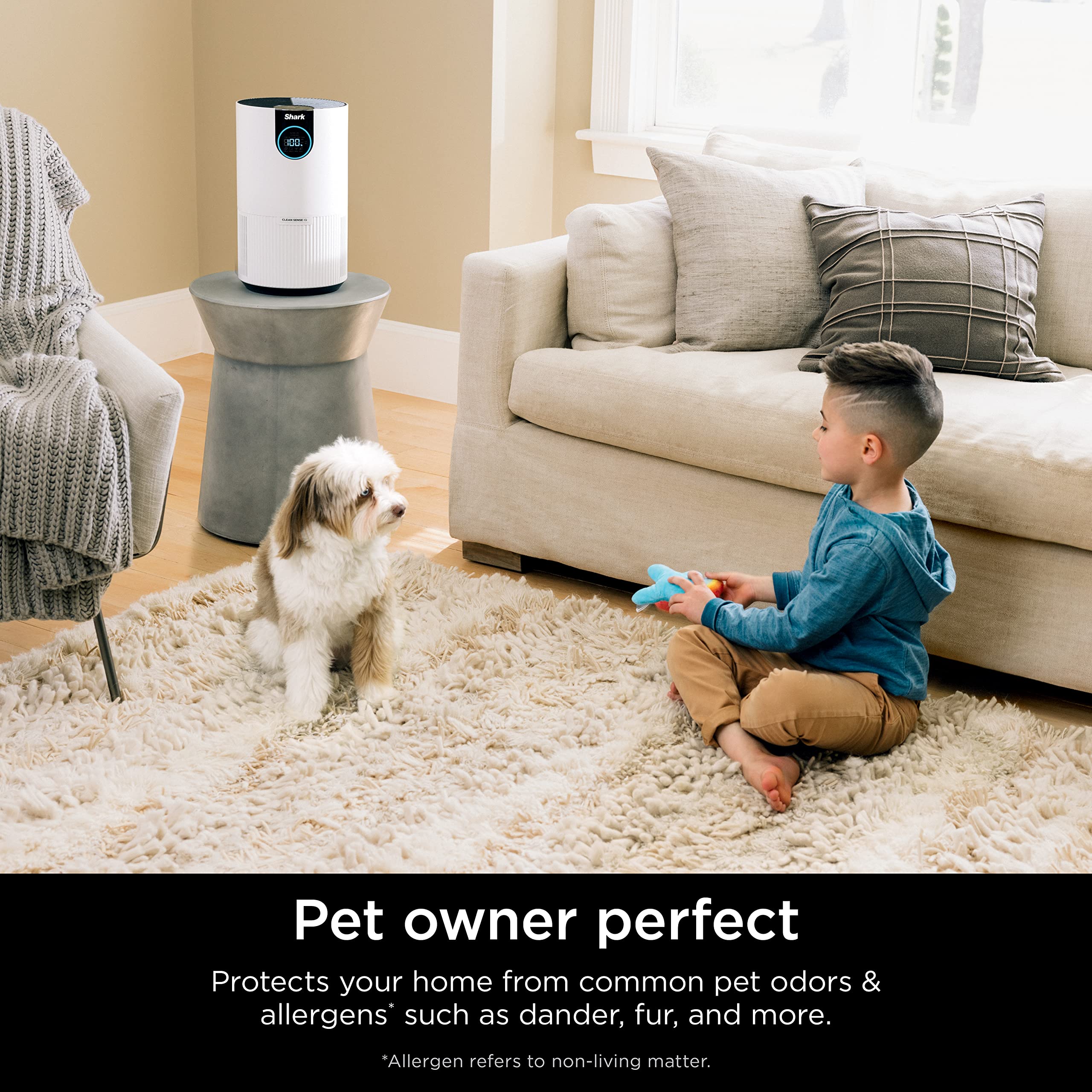 Shark HP102 HEPA Air Purifier for Bedroom, Office & Dorm - 500 Sq Ft Coverage, Odor Eliminator, Removes Smoke, Dust, Allergens & Pet Dander - Perfect for Allergy Relief, Asthma Support & Cleaner Indoor Air in Homes with Pets or Smokers