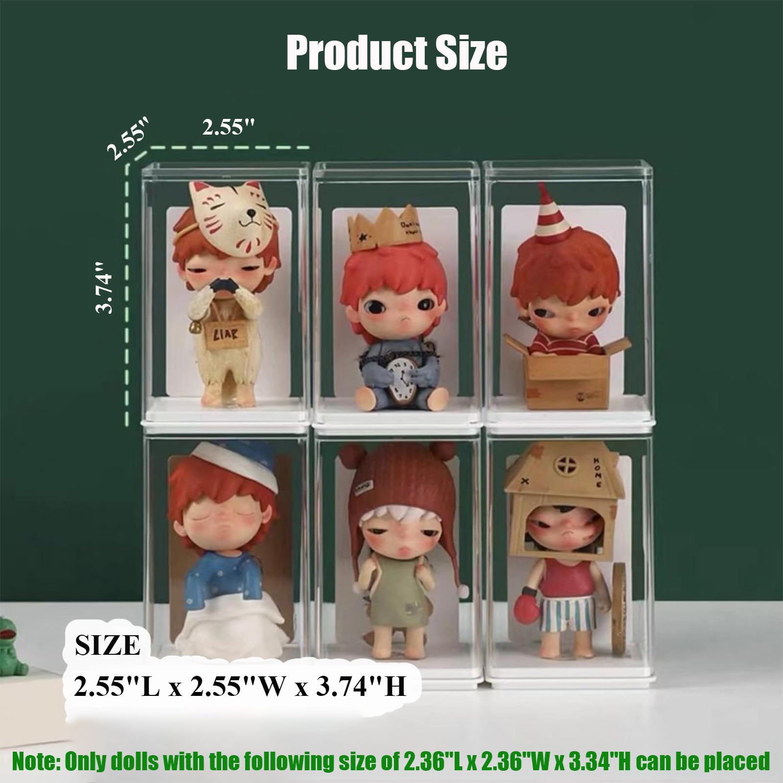 6-Piece Clear Acrylic Display Case for Collectible Figures - Stackable Dustproof Organizer Box for Lego, Pop Mart & Action Figures - Perfect for Home Decoration, Toy Storage & Collection Showcase