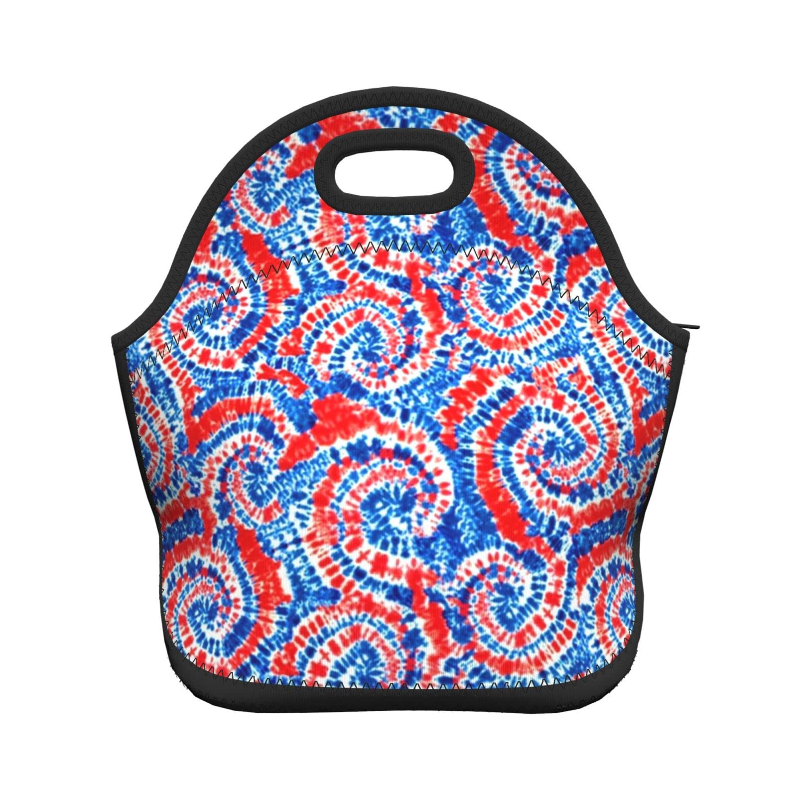 Red White and Blue Tie Dye Insulated Lunch Bag for Women & Men - Reusable Tote Lunch Box for Work, School, Picnics & Outdoor Activities
