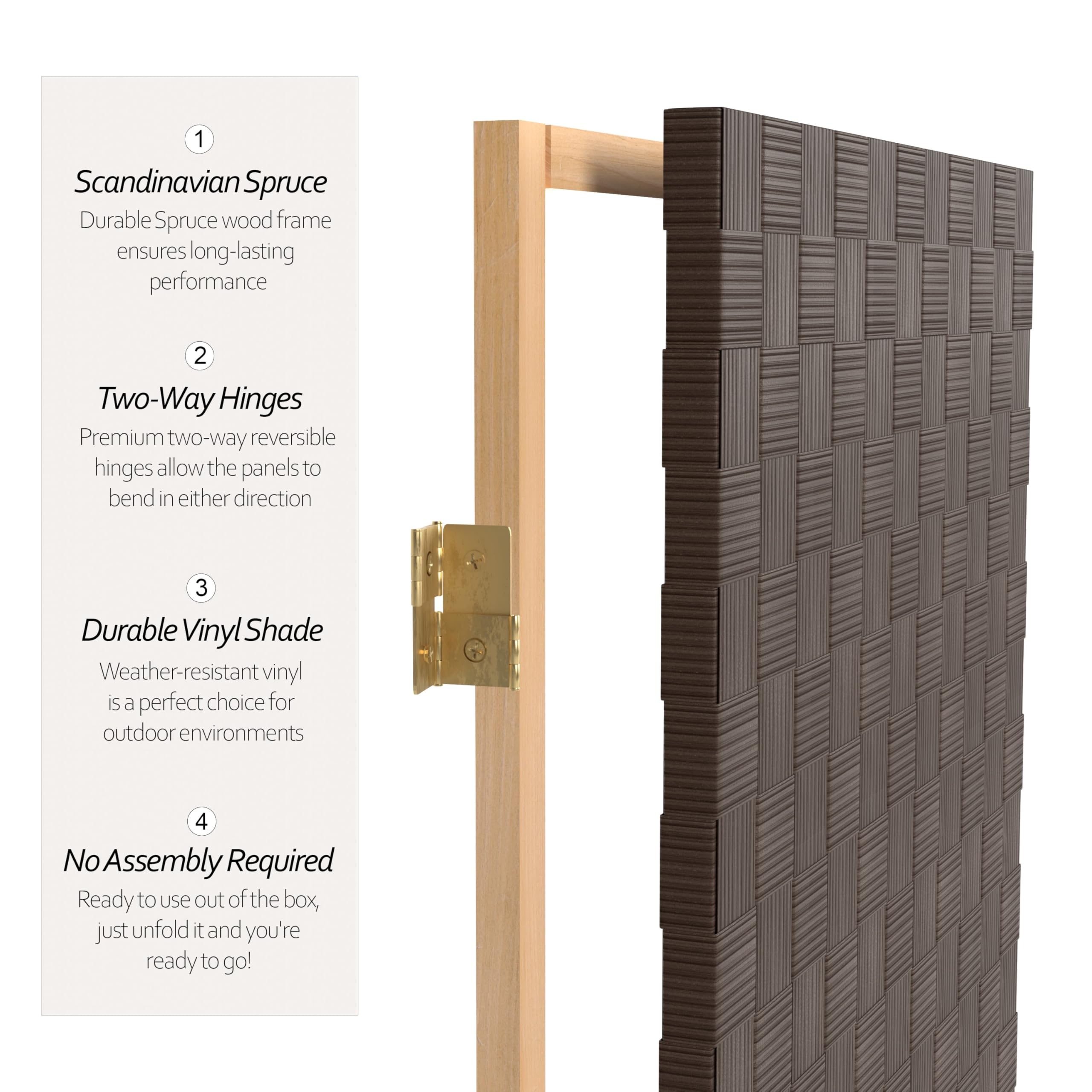 6 ft. Tall Dark Brown Woven Fiber Outdoor Room Divider - All Weather 3 Panel Red Lantern Design for Patio, Garden, and Backyard Privacy