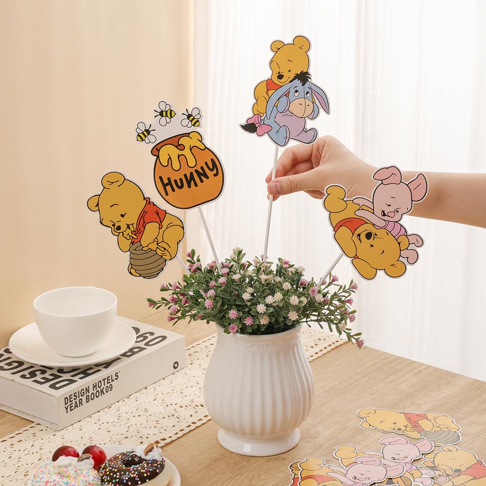 24PCS Bear-Themed Party Decorations Set - Cute Centerpieces & Table Toppers for Birthday Celebrations, Baby Showers & Kids Events - Perfect for Cake Tables, Dessert Displays & Party Backdrops
