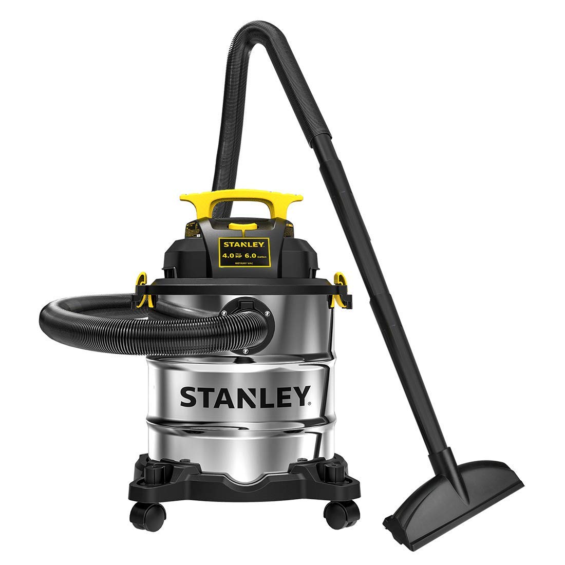 Stanley 6 Gallon Wet Dry Vacuum Cleaner - 4 HP Powerful Stainless Steel Tank - Ideal for Garage, Workshop & Home Cleaning