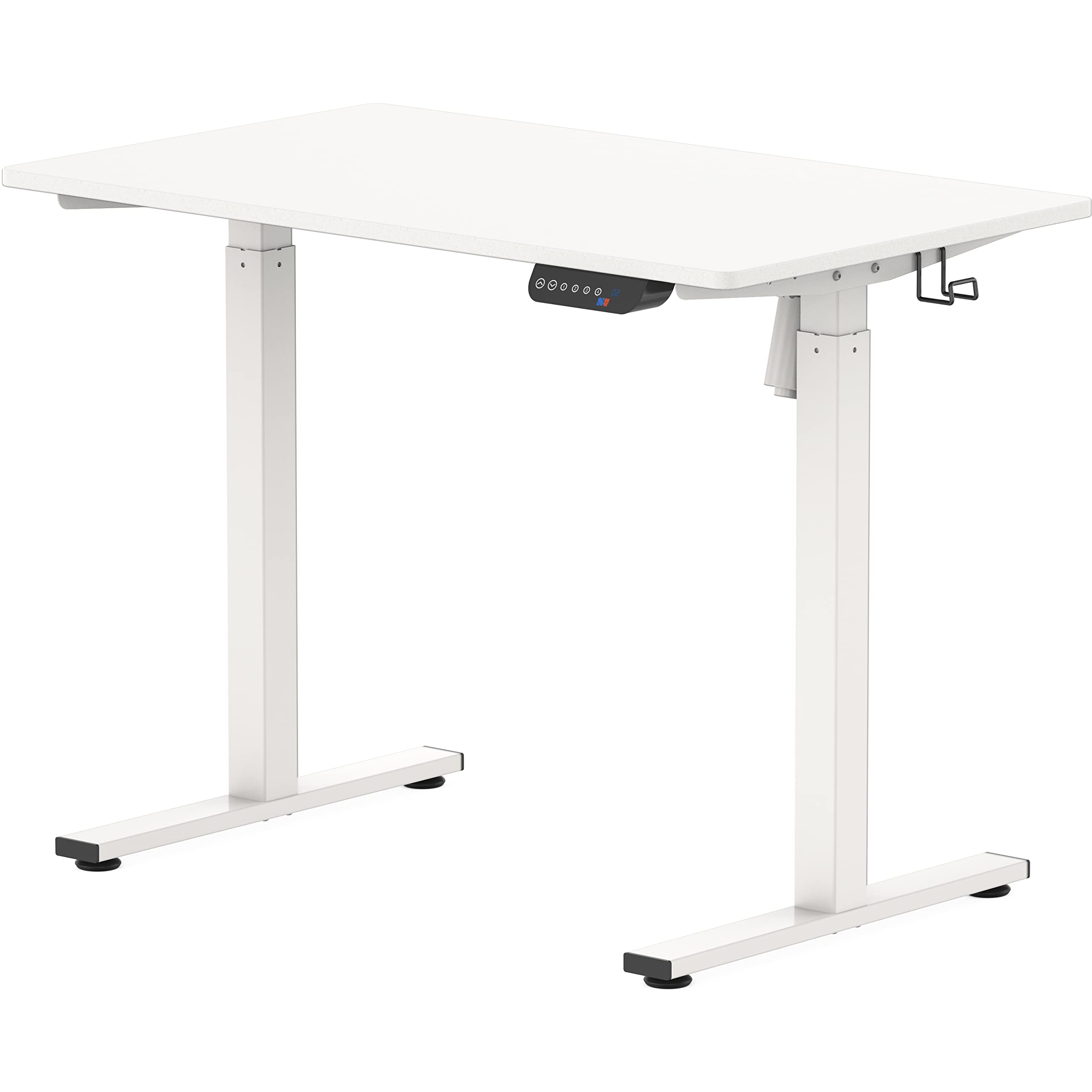 SHW 40-Inch Electric Height Adjustable Standing Desk with Memory Preset & Cable Management - Ergonomic Home Office Desk for Work from Home & Gaming (White)