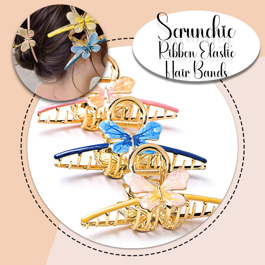 Myra Collection Butterfly Hair Clips - 2 Pack Multi-Design Hair Claws for Women & Girls, Transparent Metal Hair Clutchers with Premium Designs (Random Colors) - Perfect for Parties, Weddings, and Everyday Hairstyles