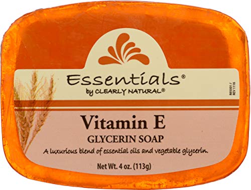 Clearly Natural Essentials Glycerine Soap Bar with Vitamin E - 4 Oz, Moisturizing & Gentle Cleansing for Sensitive Skin - Perfect for Daily Face & Body Wash, Travel & Eco-Friendly Bathroom Essentials