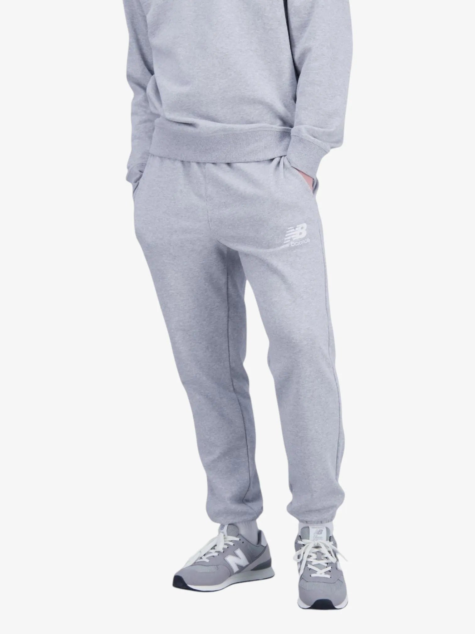 New Balance Essentials Stacked Sweatpants for Men & Women - Gray Joggers for Running, Gym, Lounge & Casual Wear