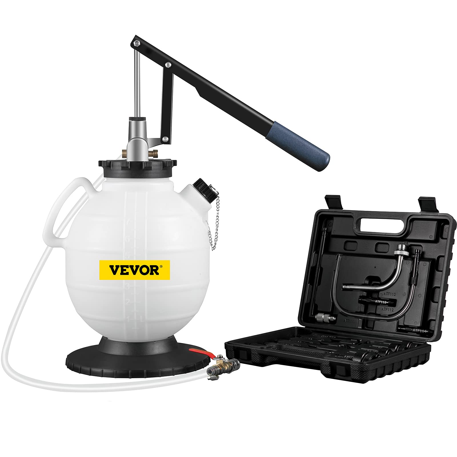 VEVOR 7.5L Manual Transmission Fluid Pump - 2 Gallon ATF Refill Kit with 15 Adapters for Automotive Fluid Transfer | Perfect for DIY Car Maintenance, Transmission Service & Fluid Replacement
