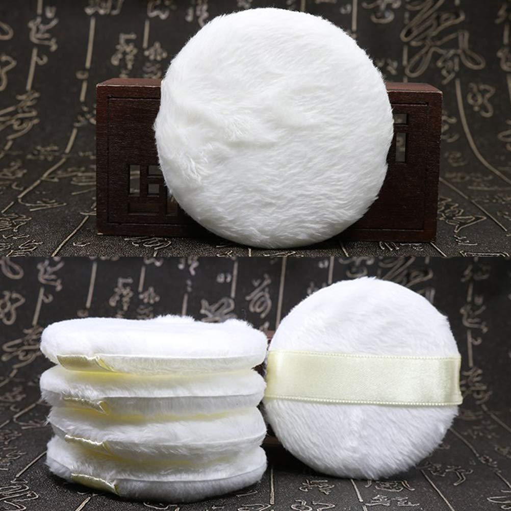 3 Pack Large Ultra Soft Powder Puffs - Fluffy Cosmetic Sponge for Foundation & Compact Powder - White Short Plush Makeup Puff for Women - Perfect for Liquid, Cream & Powder Application
