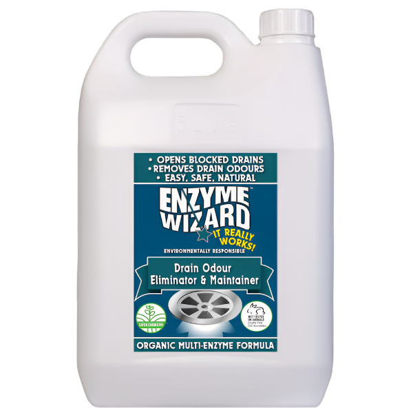 Enzyme Wizard Drain Odour Eliminator & Maintainer - Natural Pipe Cleaner for Kitchen Sink, Bathroom & Shower Drain - Eliminates Bad Smells & Prevents Clogs