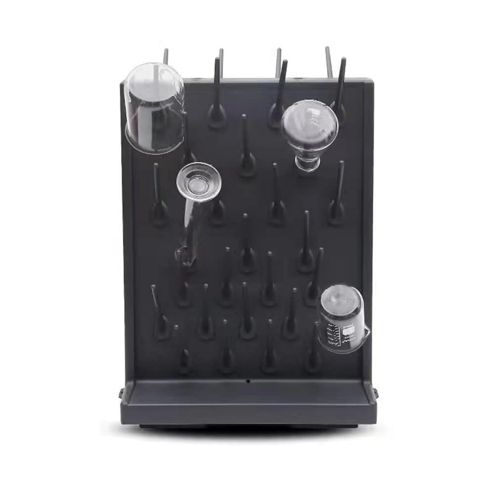 Heytaful Lab Drying Racks - Pegboard Bench-top & Wall-Mount Laboratory Glassware Cleaning Equipment (27 Black) - Perfect for Chemistry Labs, Research Facilities & Home Science Experiments