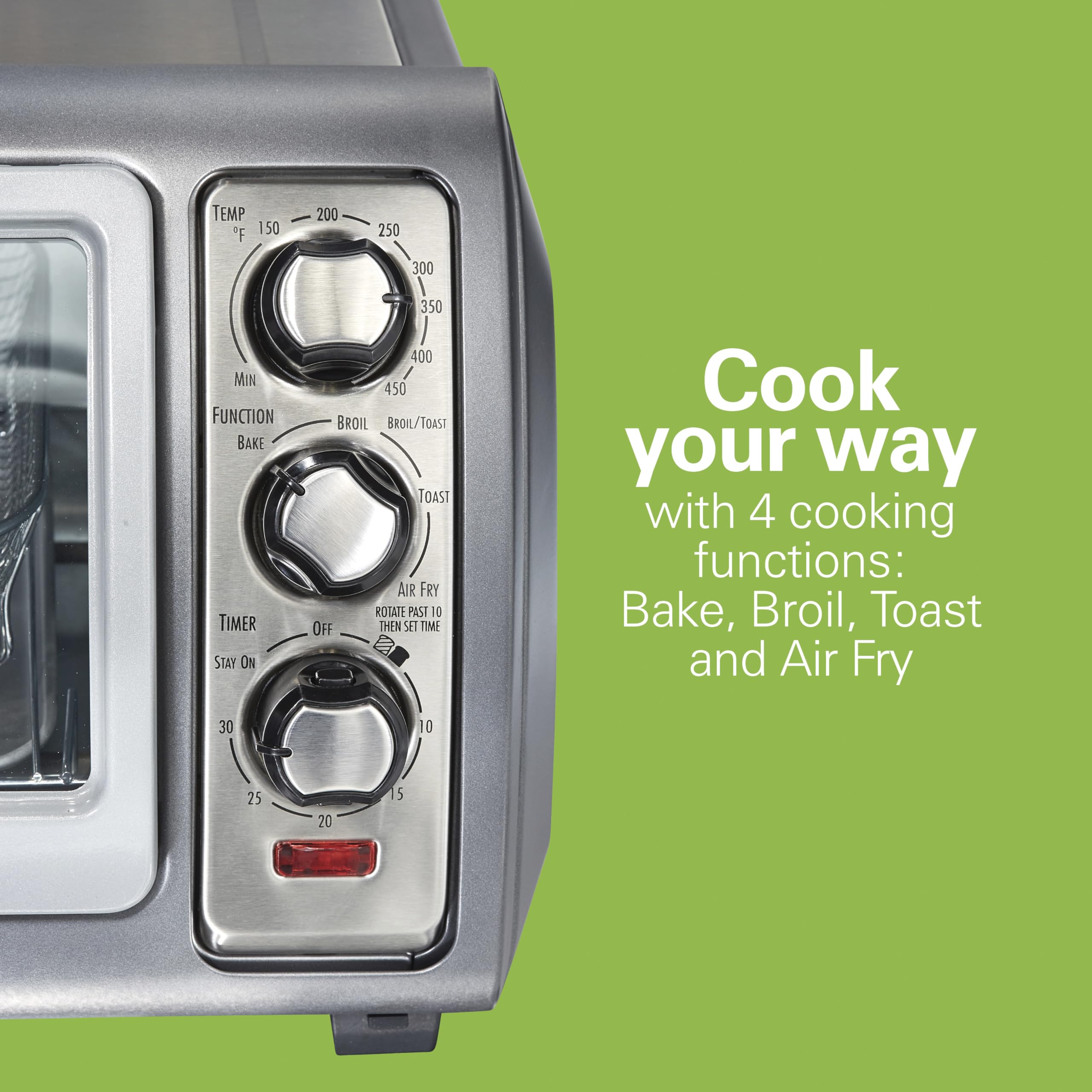 Hamilton Beach 12-in-1 Air Fryer Toaster Oven Combo - Large 6-Slice Capacity, Fits 12-Inch Pizza, 4 Cooking Functions (Convection, Bake, Broil, Toast) with Roll-Top Door & Sure-Crisp Technology - Stainless Steel Countertop Oven for Baking, Air Frying, Roasting & Reheating - Perfect for Small Kitchens, Dorms & Family Cooking
