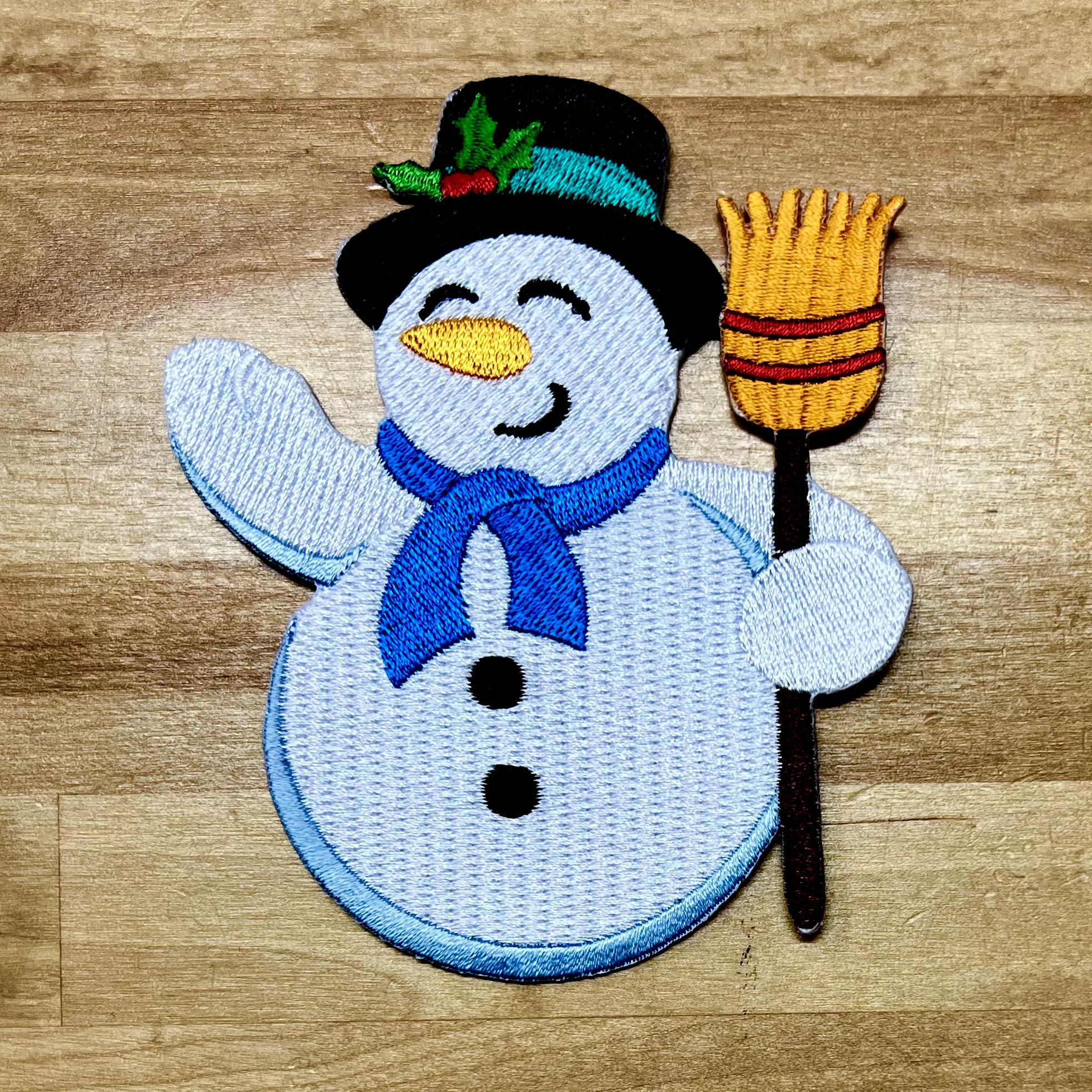 Snowman Iron-On Patch - Embroidered Christmas Applique for Winter Holiday Decor, DIY Crafts, and Festive Clothing Customization
