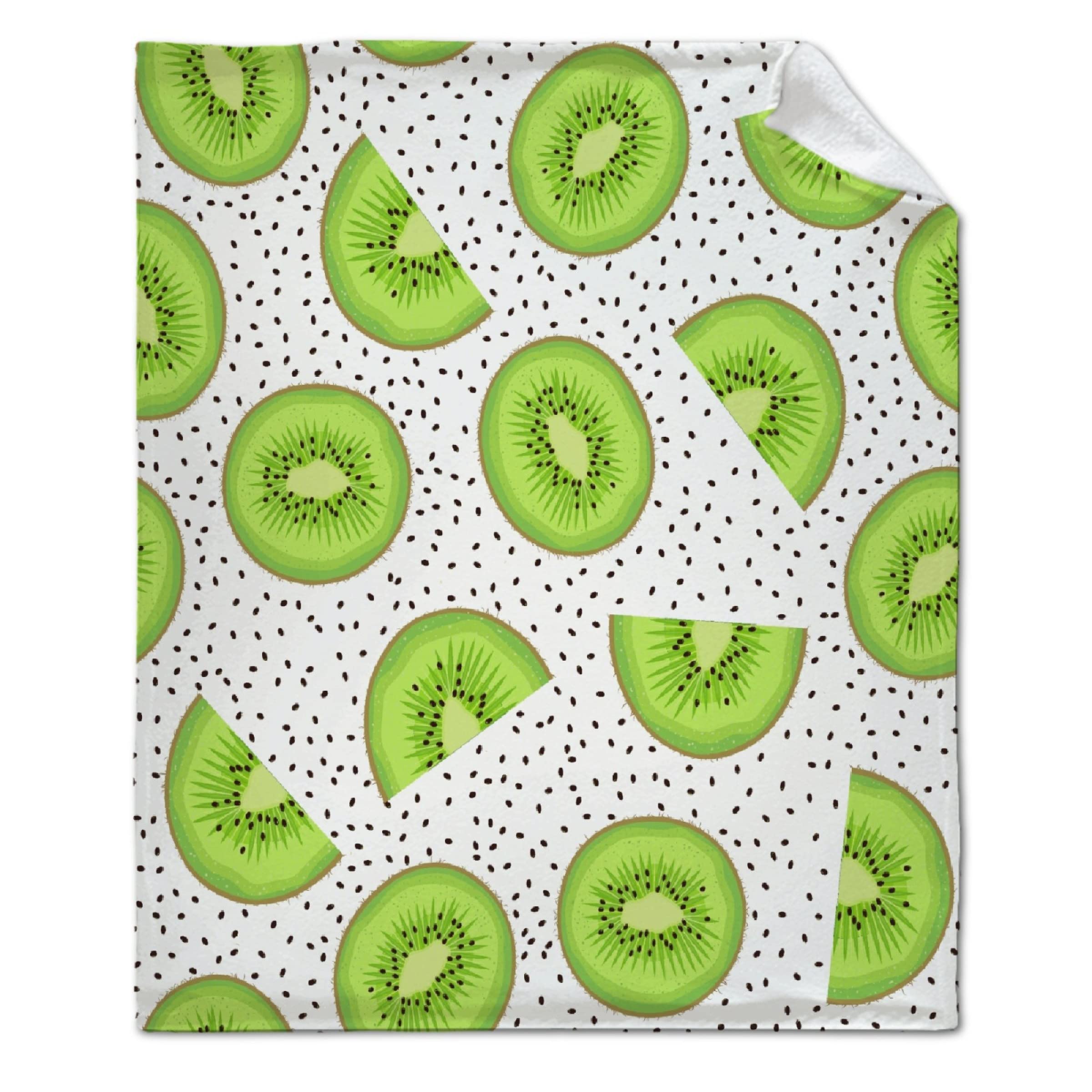 Premium Soft Green Kiwi Fruit Fleece Throw Blanket - 30x40 Inch Cozy Flannel Blanket for Bed, Couch, Sofa & Travel - Funny Pet Stroller Accessory - Perfect for Home Decor, Gifts & Winter Warmth