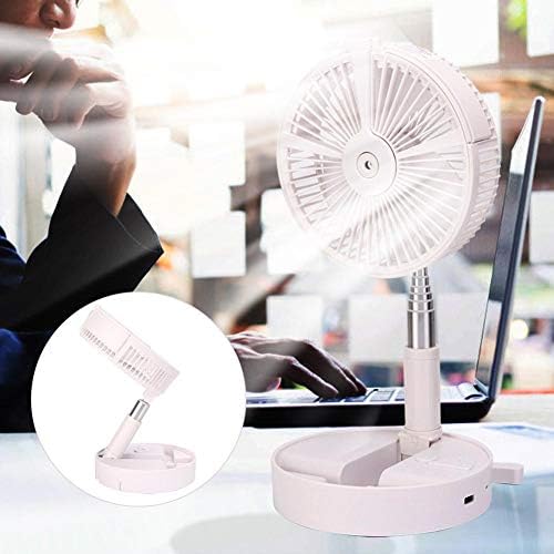 Portable USB Desktop Fan with Telescopic Stand, LED Light & Atomizing Hydration - Foldable Mini Fan for Office, Home, Bedroom, Travel and Outdoor Use