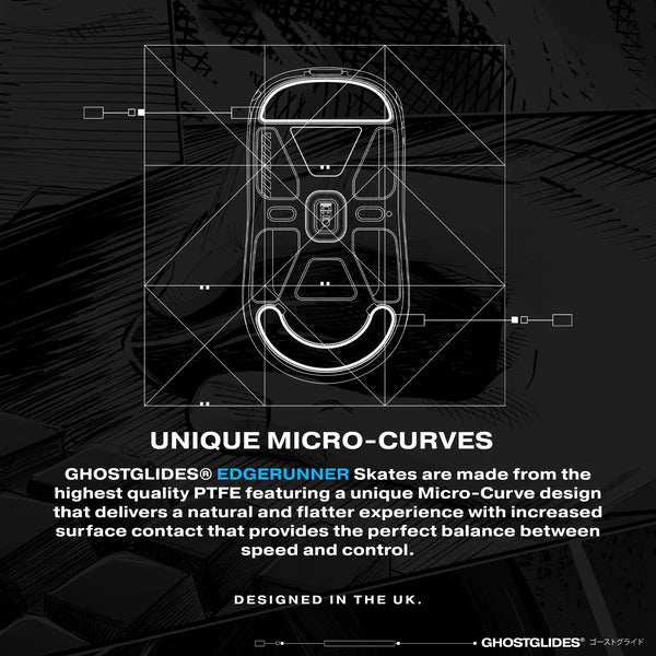 GHOSTGLIDES EDGERUNNER Gaming Mouse Feet for Pulsar X2, X2 Mini, X2V2, X2V2 Mini, X2H, X2H Mini - Smooth Glide for FPS, MOBA & Esports Gaming