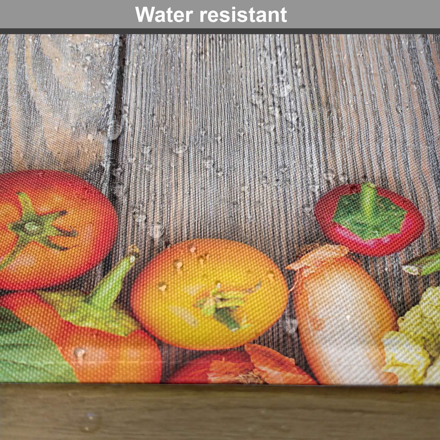 Lunarable Washable Fabric Placemats Set of 4 - Vegetable Theme (Carrot, Corn, Cucumber, Cabbage) for Dining Table, Standard Size, Red & Yellow - Perfect for Kitchen, Restaurant, and Home Decor