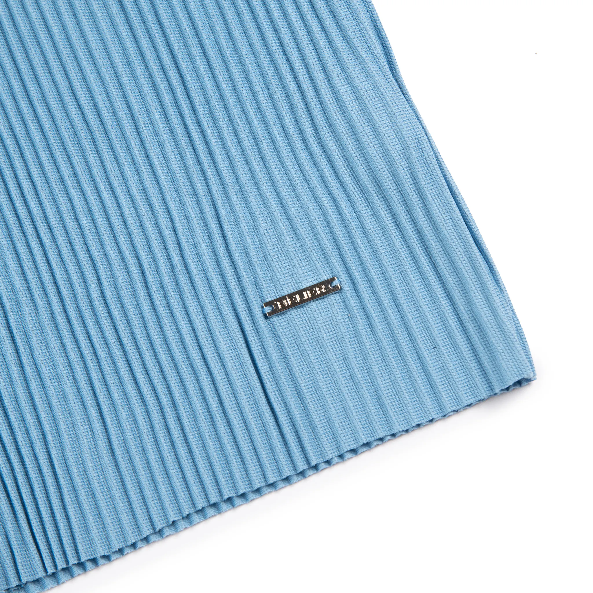 Belier Pleated Short Sleeve Light Blue Resort Shirt for Men - Casual Summer Beach Wear & Tropical Vacation Outfit