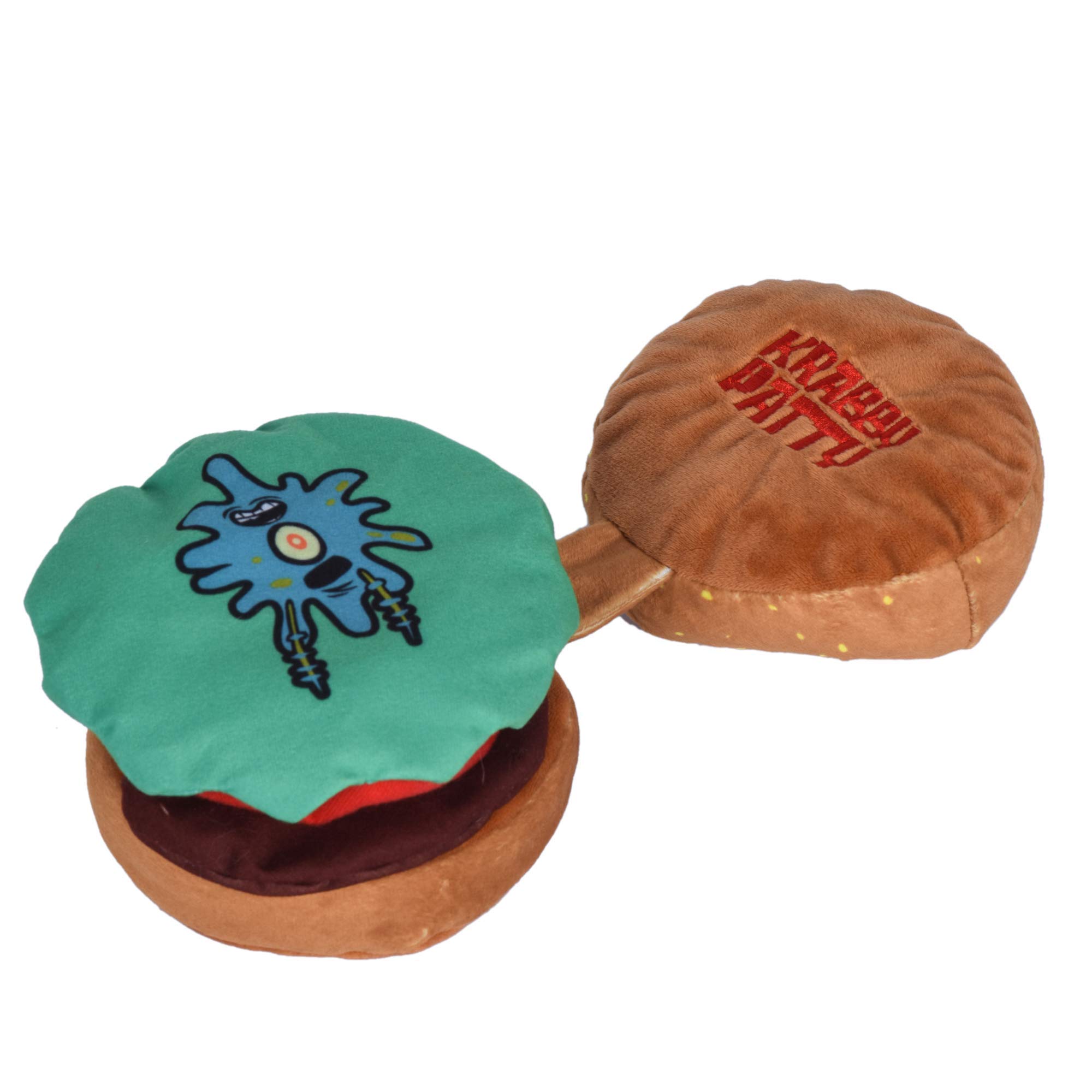 SpongeBob SquarePants Krabby Patty Crinkle Plush Dog Toy with Squeaker - 7 Inch Soft Interactive Puppy Chew Toy for Small & Medium Dogs - Perfect for Playtime, Training Rewards & SpongeBob Fans Gift