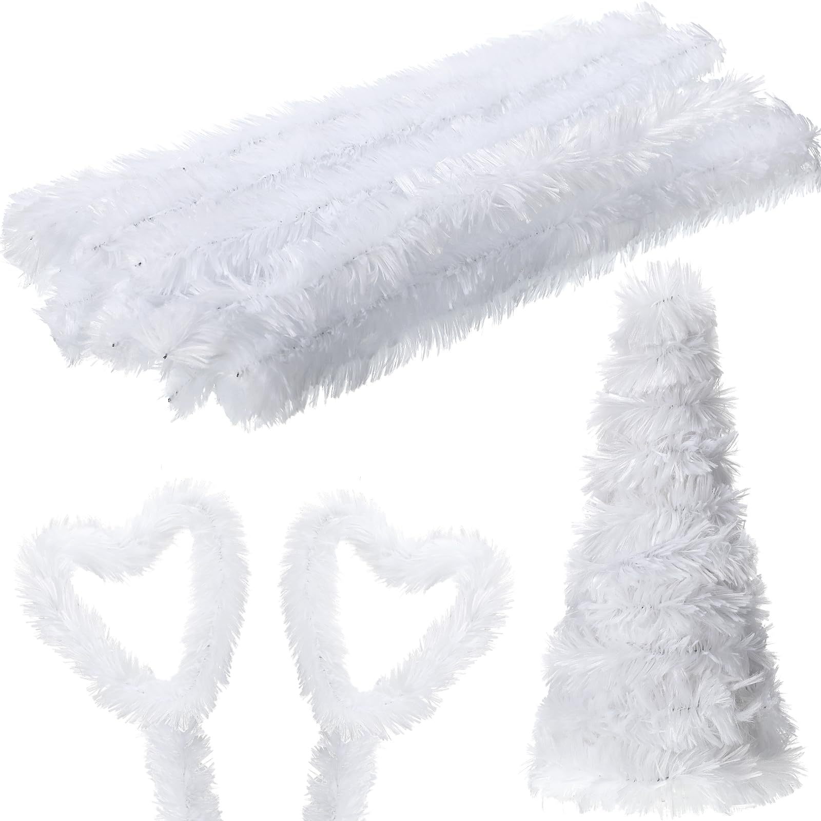 Hotop 30 Pcs Extra Thick Pipe Cleaners - 30mm Jumbo Chenille Stems for DIY Crafts, Art Projects & Home Decor | Beginner-Friendly Craft Supplies (White) - Perfect for Classroom Activities, STEM Projects & Holiday Decorations