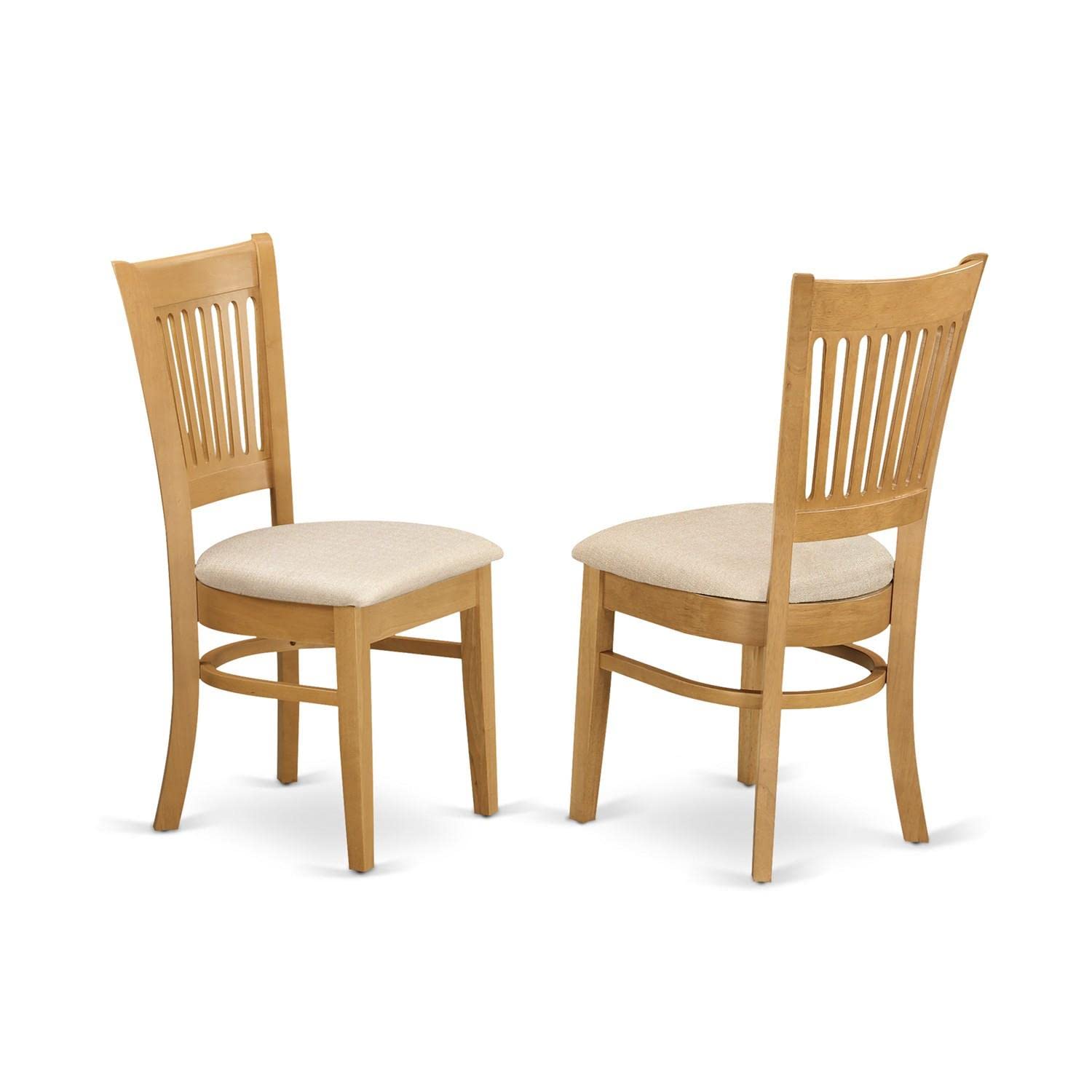 East West Furniture Dublin 5-Piece Kitchen Dining Set with Round Drop-Leaf Table & 4 Linen Upholstered Chairs, 42x42 Inch, DLVA5-OAK-C - Perfect for Small Spaces, Breakfast Nooks & Cozy Apartments