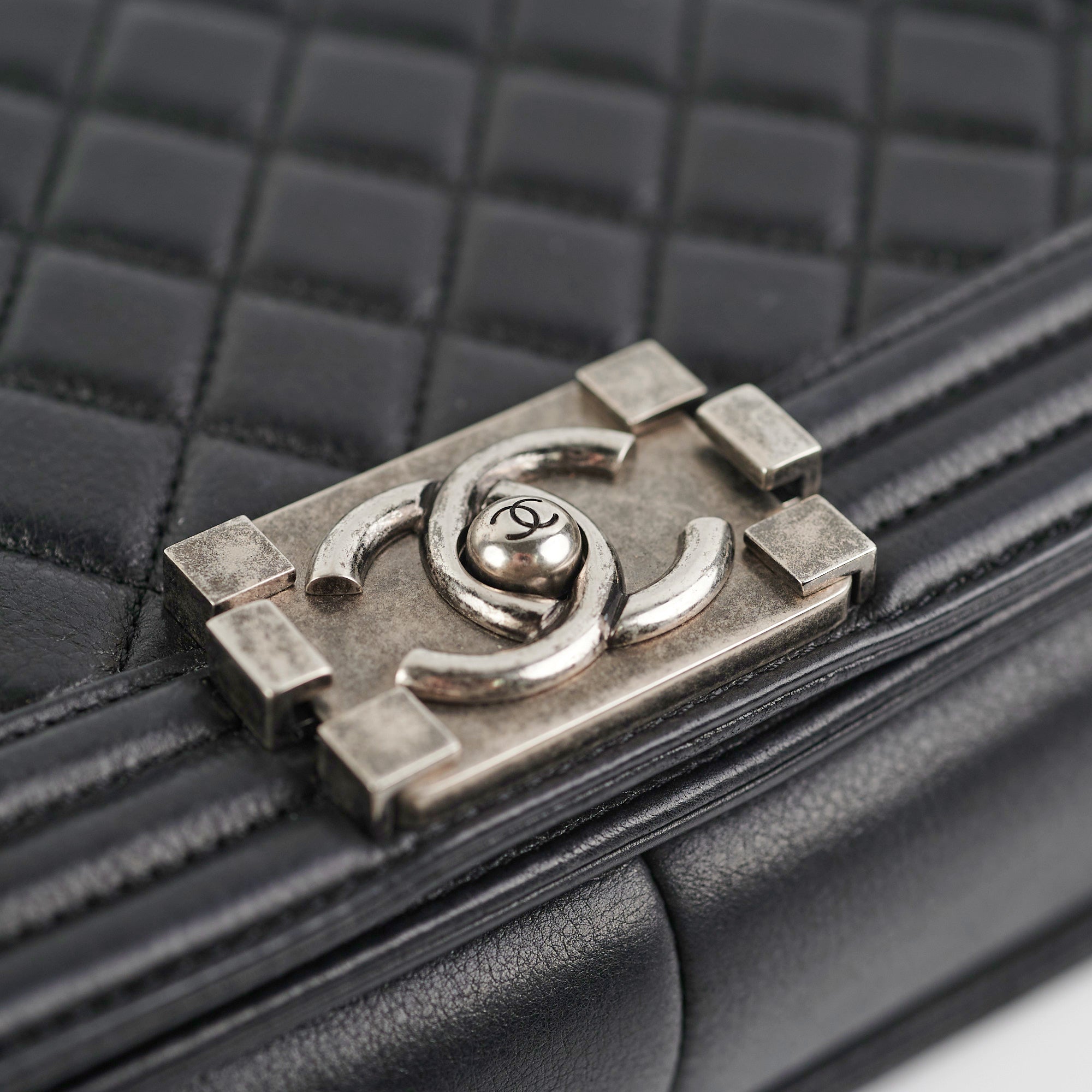 Chanel Boy Old Medium Black Leather Quilted Shoulder Bag - Luxury Designer Handbag for Women, Perfect for Evening Parties & Daily Use
