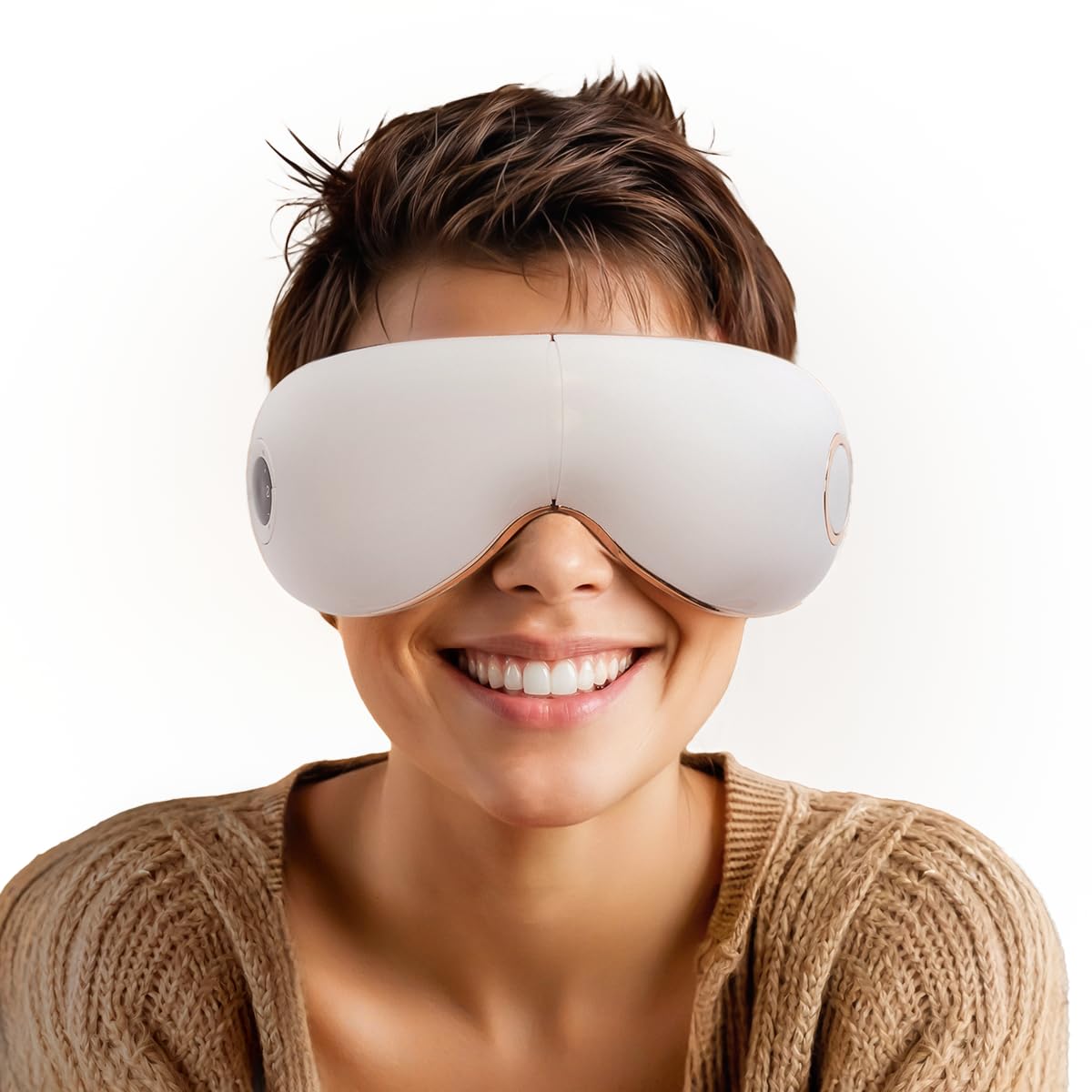 GLOBAL RELAX® SKANDAS Foldable Facial & Eye Massager with Heat, Shiatsu, Compression & Vibromassage - Dark Circle Corrector, Built-in Speakers & Music - Perfect for Home Relaxation, Travel & Stress Relief
