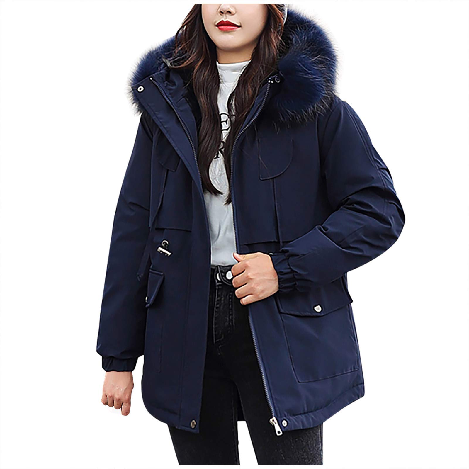 ATRISE Women's Winter Jacket - Fashion Short Hooded Loose Cotton Coat, Casual Trench Coat for Outdoor Activities & Daily Wear