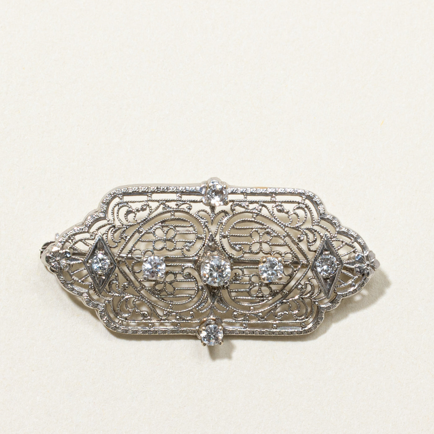 Vintage Style Diamond Brooch - 0.35ctw Genuine Diamond Pin for Women - Perfect for Weddings, Anniversaries & Special Occasions