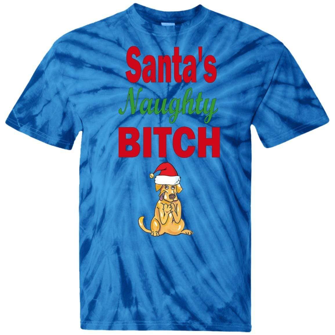 Santa's Naughty Bitch Tie Dye T-Shirt for Women | Funny Christmas Party Outfit | Holiday Gift for Her | Casual Wear & Festive Occasions