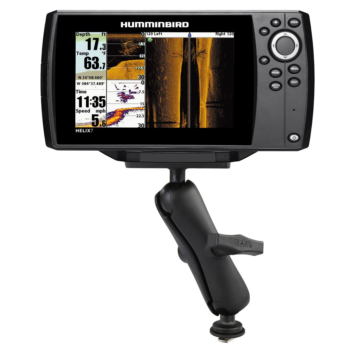 RAM MOUNTS Track Ball Mount for Humminbird Helix 7 RAM-202-24-354-TRA1U with Medium Arm | Compatible with RAM Tough-Track System | Perfect for Marine & Fishing Navigation