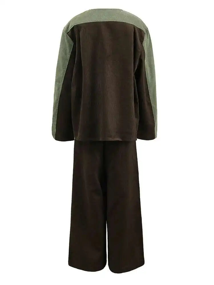 Women's Big Size Denim Jacket & Wide Leg Pants Two-Piece Set - O Neck Long Sleeve Fashion Outfit for Spring & Autumn 2025 (CPG1262) | Casual Wear, Street Style & Office Chic