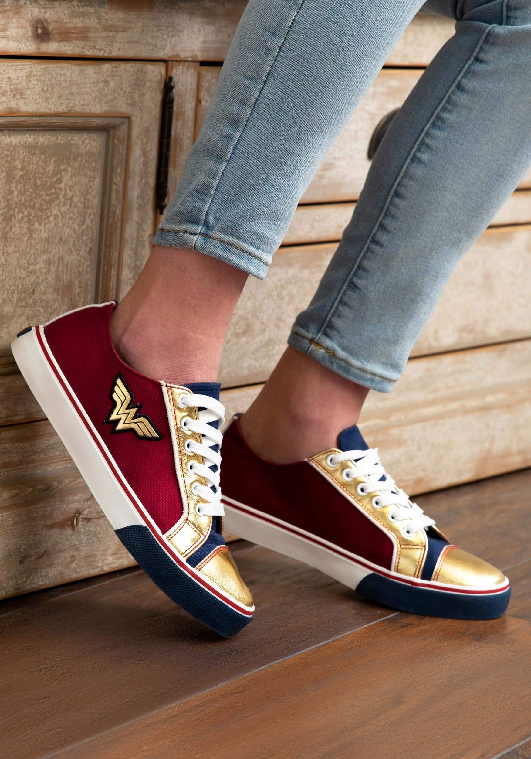 Wonder Woman Themed Sneakers for Women - Comfortable & Stylish Superhero Shoes for Cosplay, Halloween & Everyday Wear