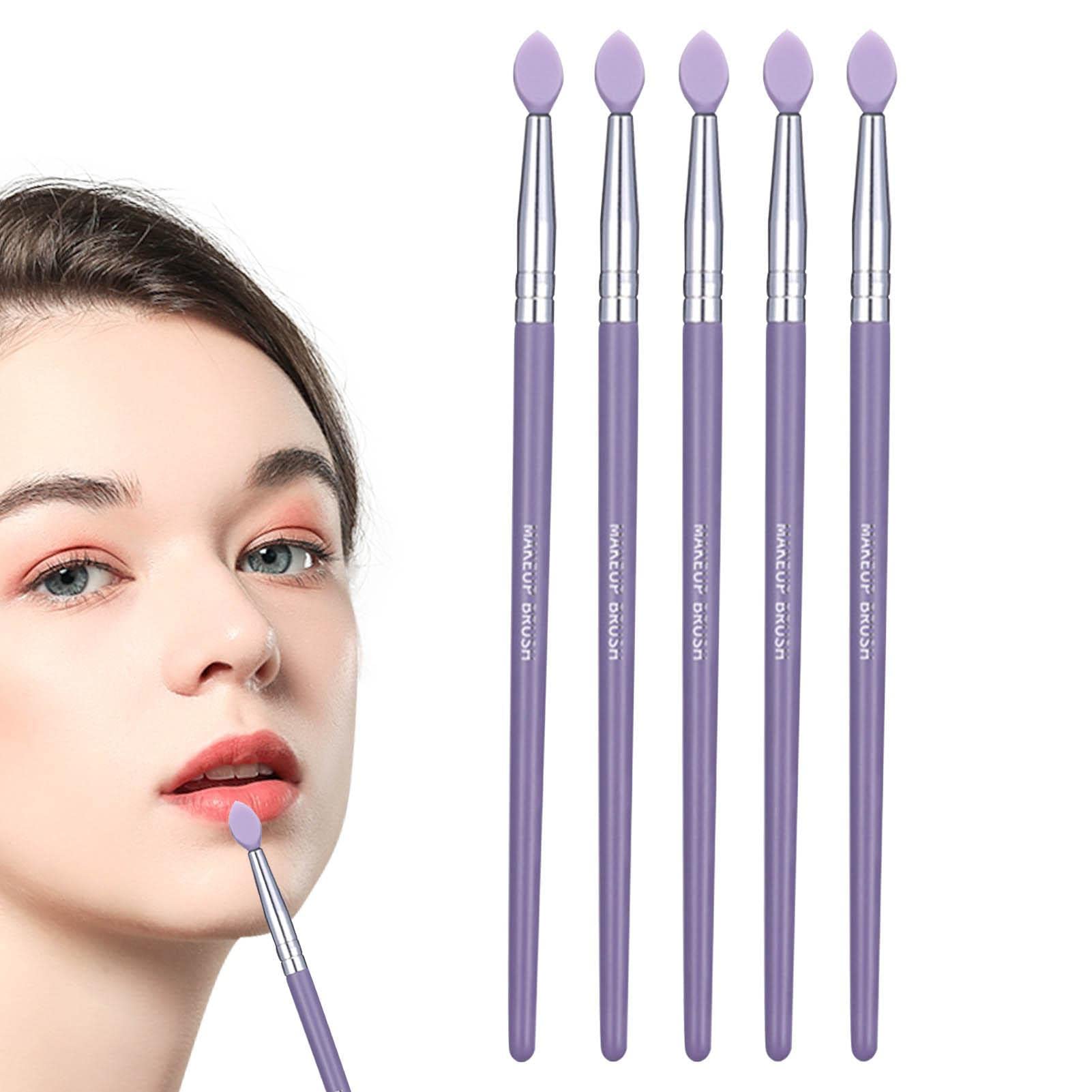 Reusable Silicone Lipstick Applicator & Flat Lip Makeup Brush Set - Perfect for Cream Lipstick, Lip Blurring Film & Eyeshadow Application | Professional Beauty Tools for Precise Lip Makeup & Smooth Blending