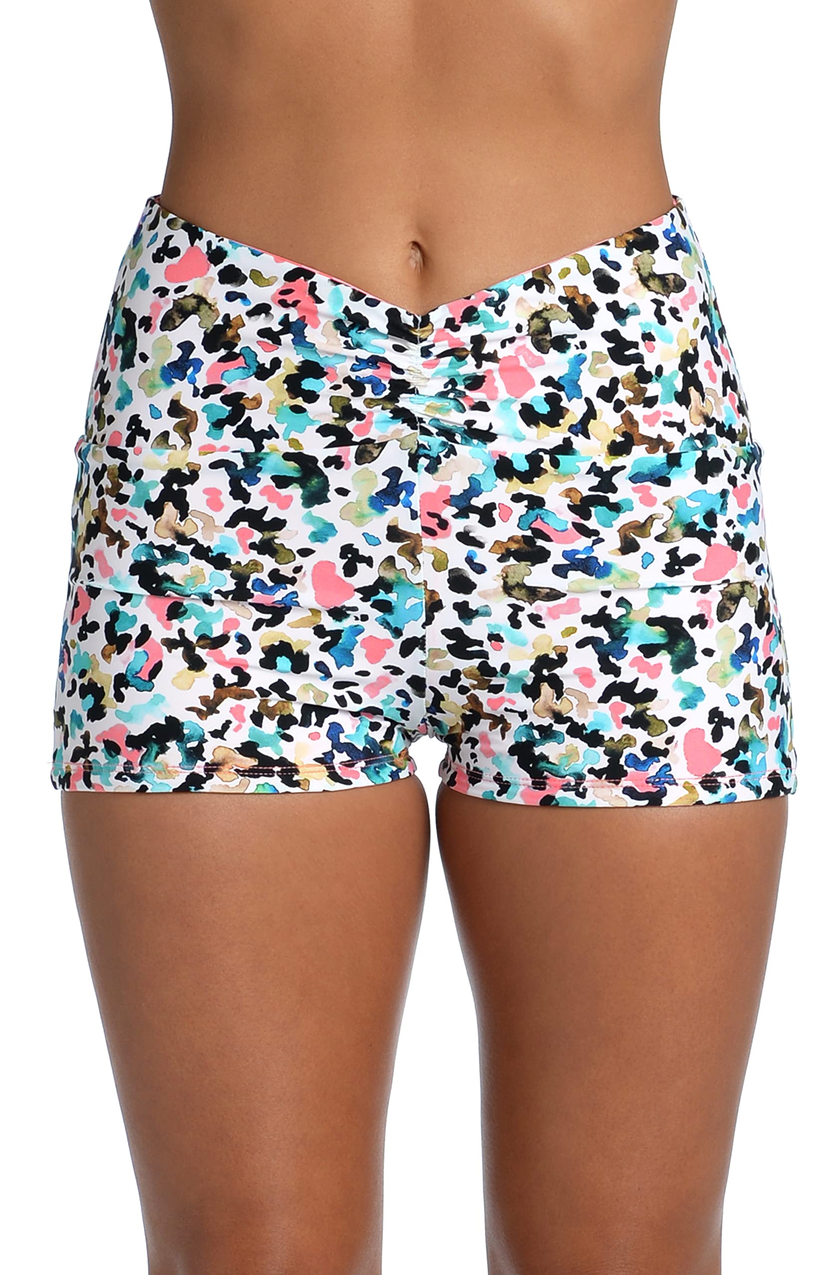 Women's Citrus Print Bikini Swim Shorts - High Waisted Swim Bottoms for Beach, Pool & Summer Vacation