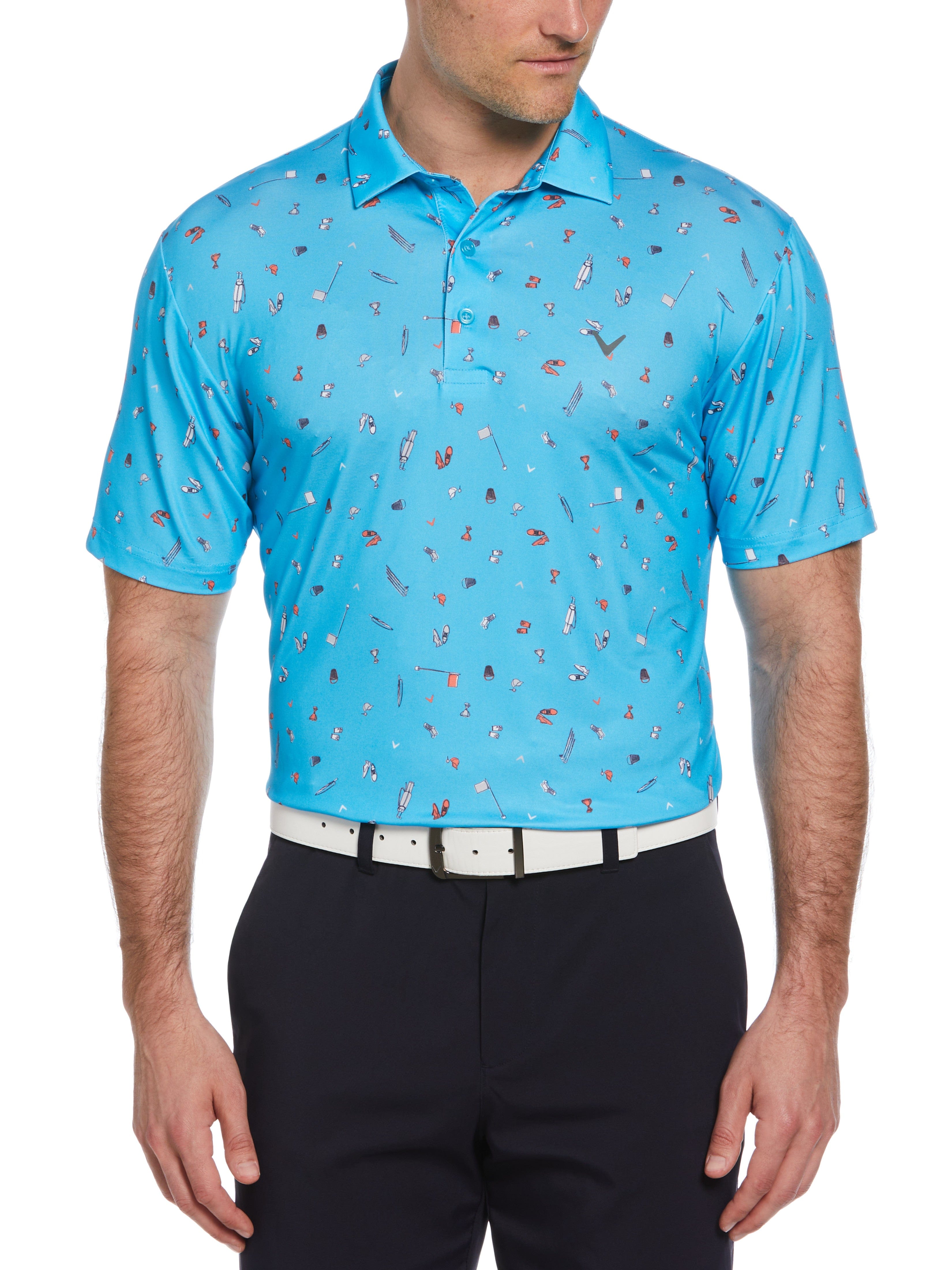 Men's Short Sleeve Graphic Print Polo Shirt - Trendy All Over Time Pattern Design for Casual Wear, Summer Outfits & Street Style Fashion