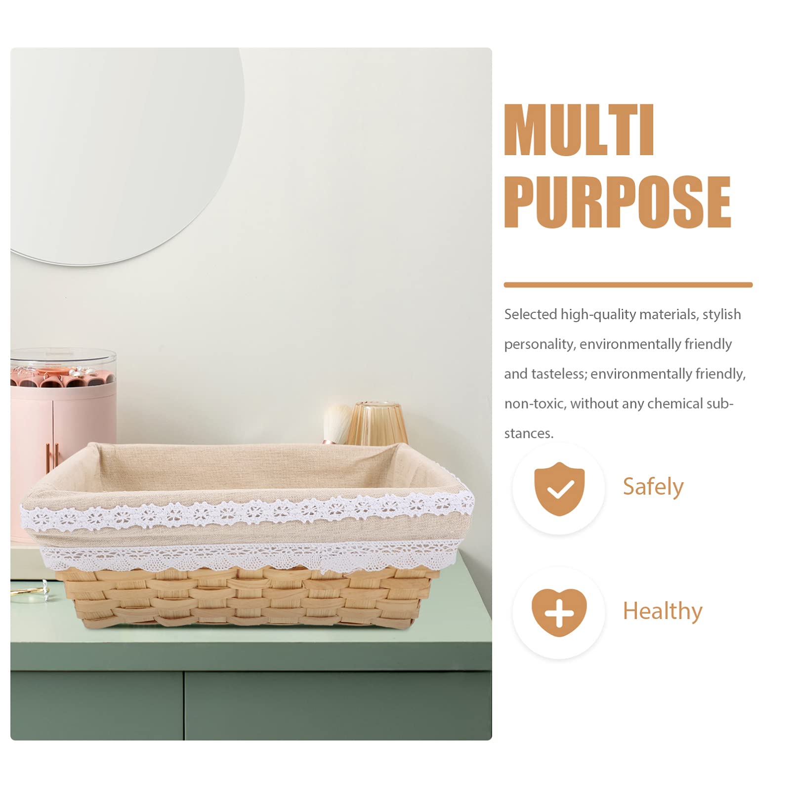 HEALLILY 1-Piece Seagrass Storage Basket - Decorative Tray for Makeup, Dining Room, Vegetables & Picnic | Small Object Organizer | Rattan Woven Container for Home & Office Organization