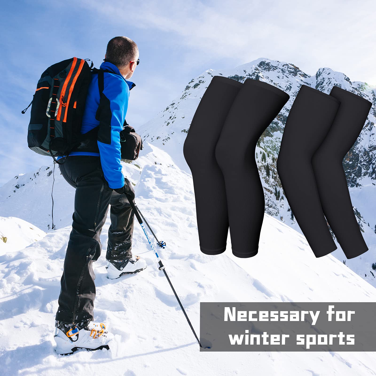 Boyiee 4 Pcs Thermal Arm Warmers for Men & Women - Full Length Cycling Arm Sleeves, Leg Compression Warmers for Outdoor Sports, Running, Biking & Cold Weather Activities