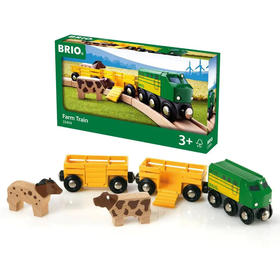 Farm Train Set for Kids - Wooden Toy Train with Animals & Tracks - Perfect for Imaginative Play & Early Learning