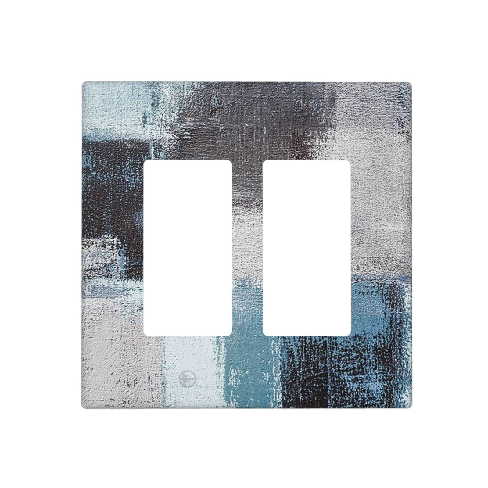 Blue Gray Double Rocker Light Switch Cover - Decorative 2 Gang Rocker Wall Plate - Funny Light Switch Faceplate 4.5 x 4.5 Inch - Perfect for Home, Office & Kids Room Decor