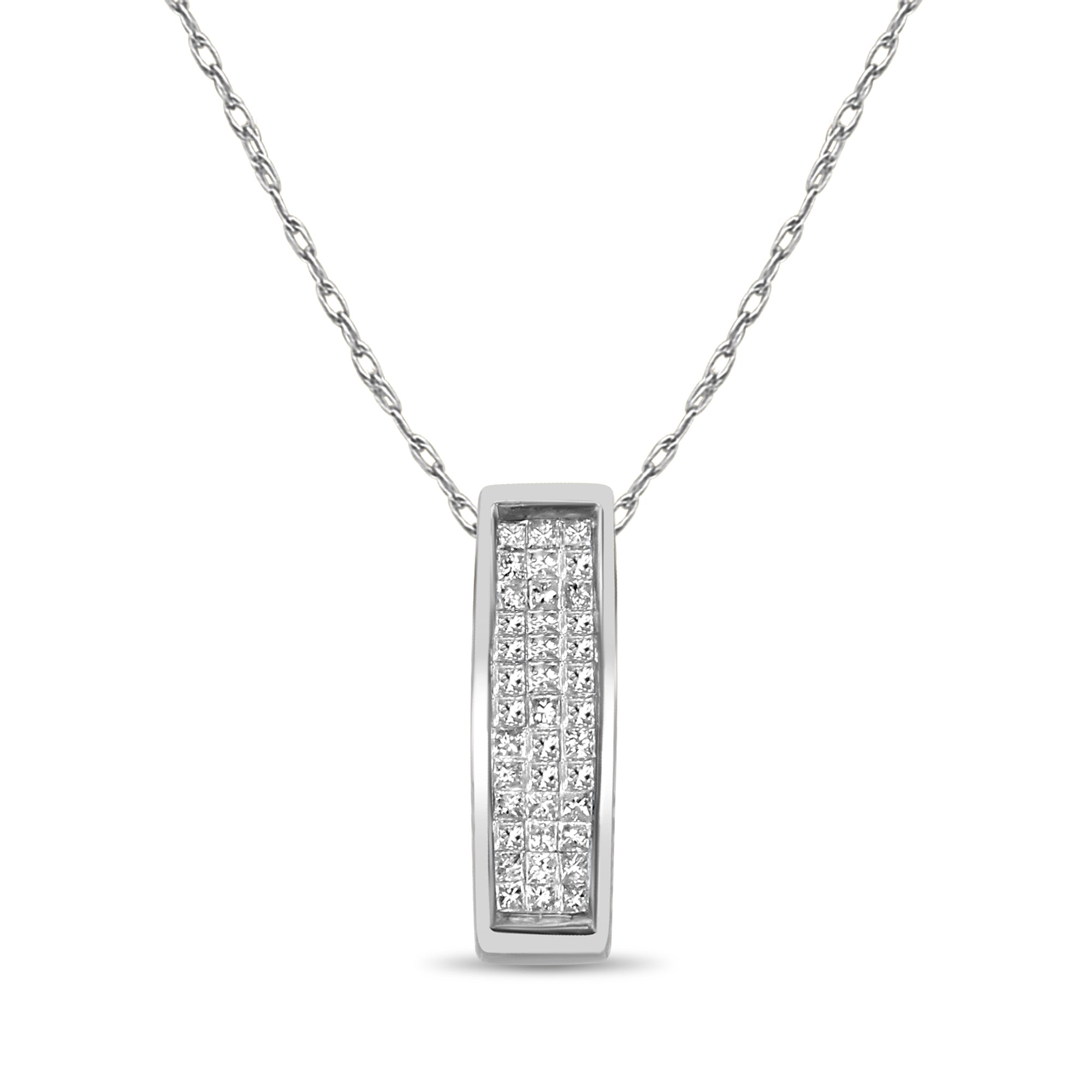 0.50cttw Princess Cut Diamond Necklace in 14k White Gold - Elegant Jewelry for Weddings, Anniversaries & Special Occasions