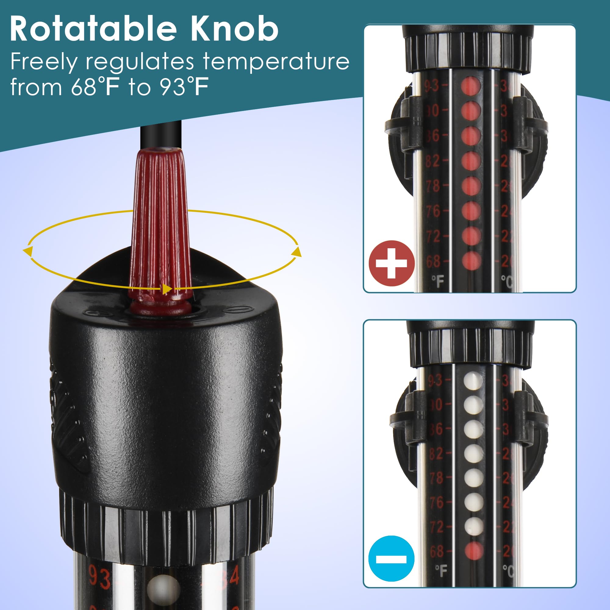 Abhirsh 100W Aquarium Heater - Adjustable Submersible Fish Tank Water Heater with Thermostat for 10-25 Gallon Tanks | Perfect for Tropical Fish, Betta Tanks & Marine Aquariums
