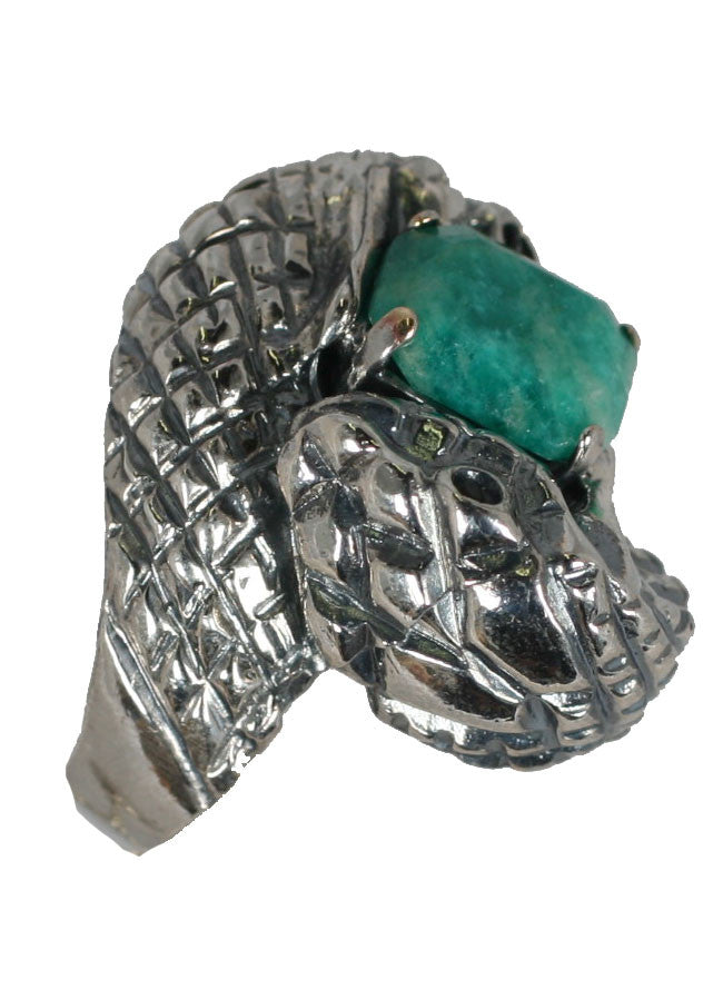 Amazonite Serpent Ring - Sterling Silver Adjustable Snake Jewelry for Women, Handmade Boho Chic Fashion Accessory | Perfect for Everyday Wear, Gift Giving & Spiritual Healing