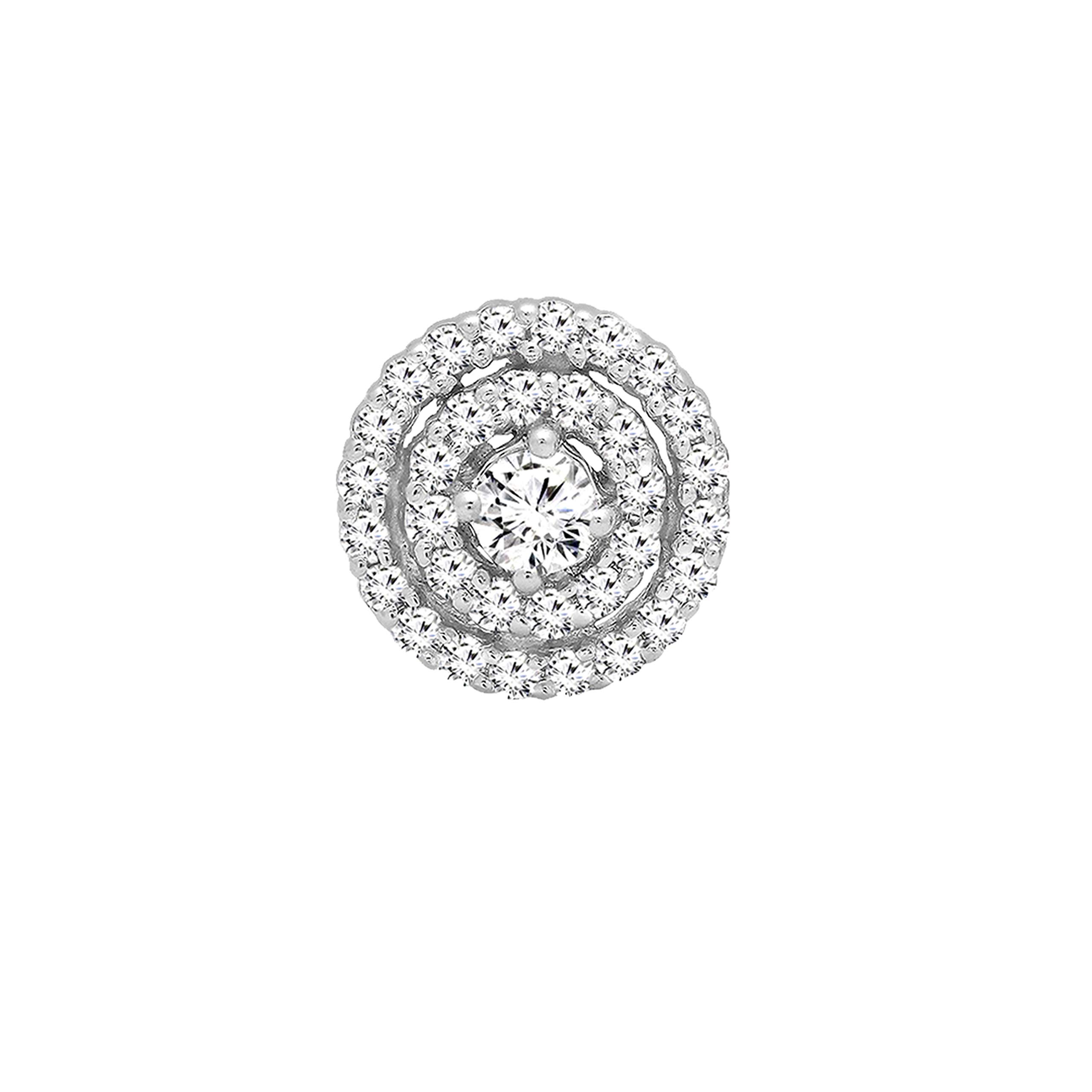 Dazzlingrock 18K Solid Gold Round White Diamond Flower Cluster Stud Earrings for Women - Single Piece | Perfect for Weddings, Parties & Special Occasions