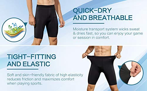 ZIXIN Men's Compression Sports Shorts - Breathable Workout Running Shorts for Men, Half Tights with Pockets, Black | Ideal for Gym, Jogging & Athletic Training