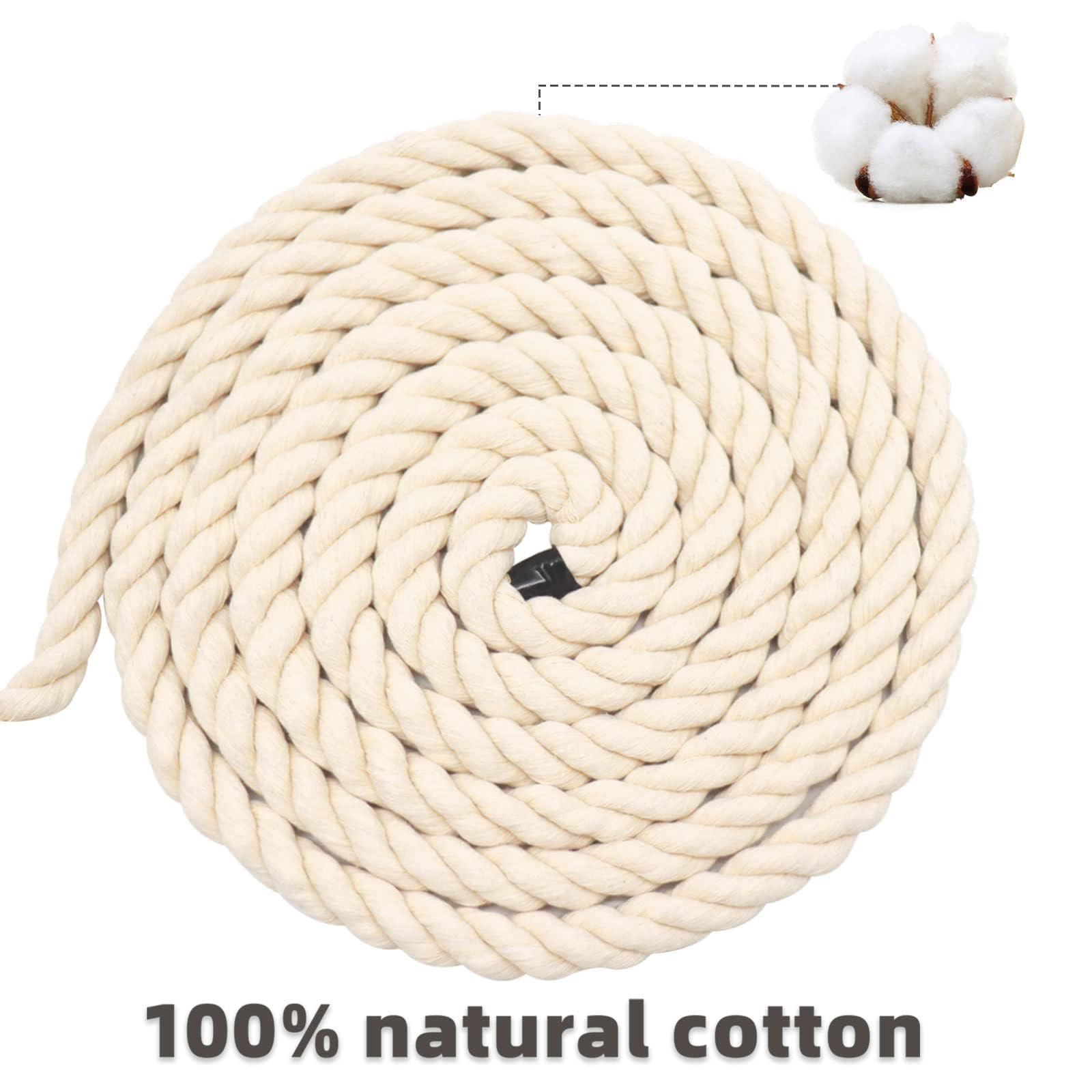 3/4 Inch x 25 Feet Natural Cotton Rope - Strong Twisted Cotton Cord for DIY Crafts, Basket Making, Home Decor & Macrame Projects | Perfect for Wall Hangings, Plant Hangers & Decorative Knotting