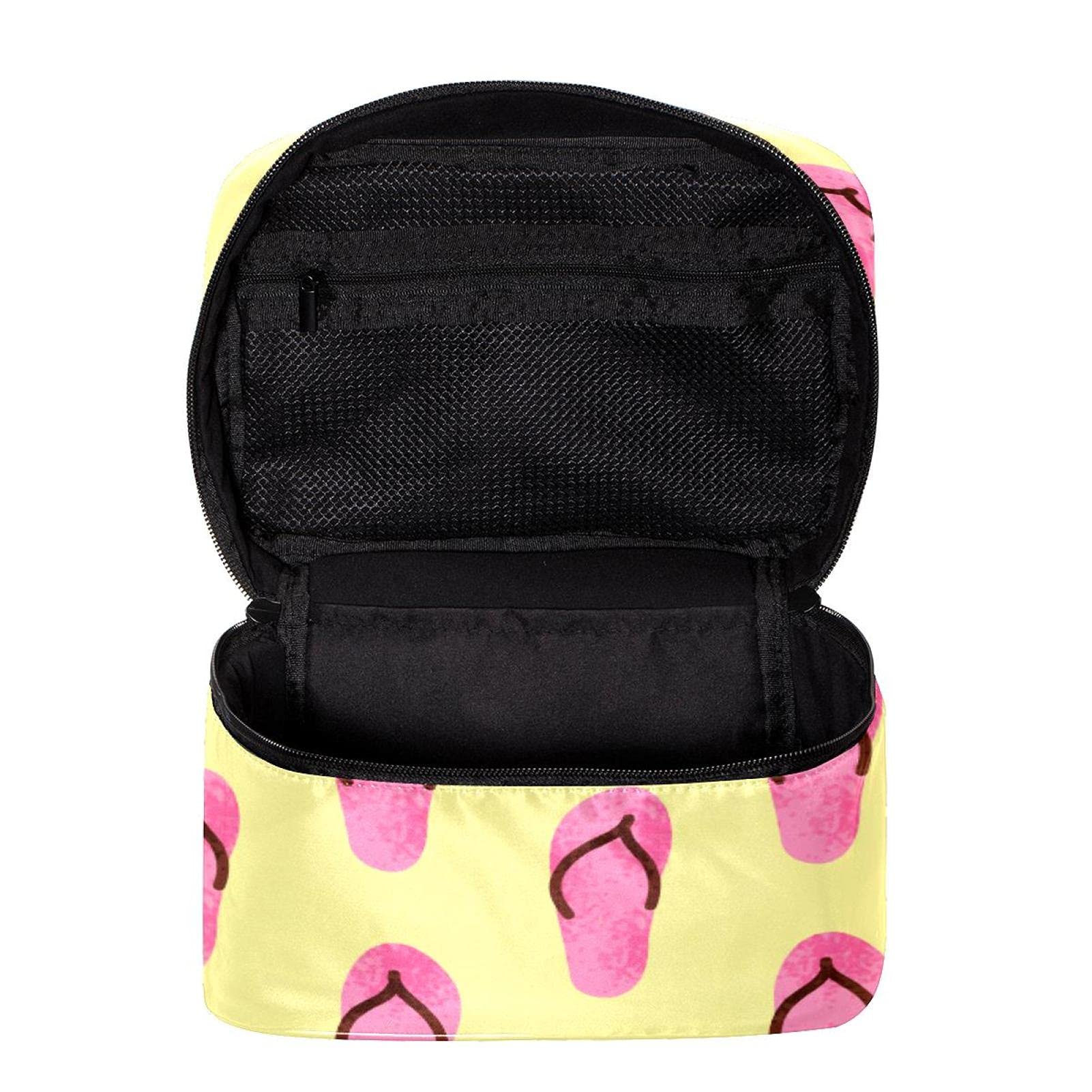 Stylish Summer Flip Flop Pattern Large Cosmetic Bag - Waterproof Travel Makeup Organizer with Zipper for Women & Girls | Perfect for Beach Vacation, Gym, and Daily Essentials Storage