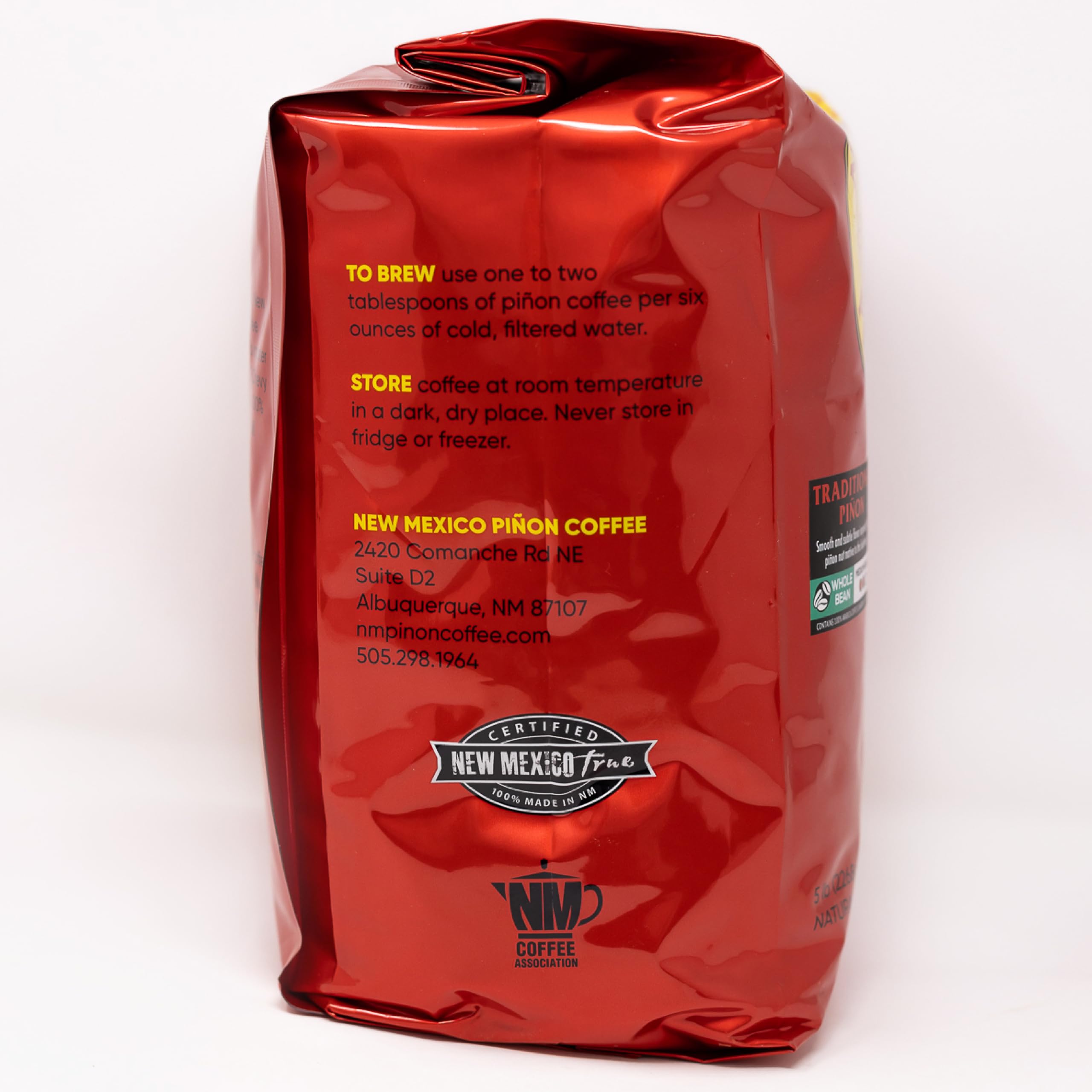 New Mexico Piñon Coffee - Naturally Flavored Whole Bean Coffee, Traditional Piñon Flavor, 5lb Bag - Perfect for Home Brewing, Gifts & Southwestern Cuisine Pairings