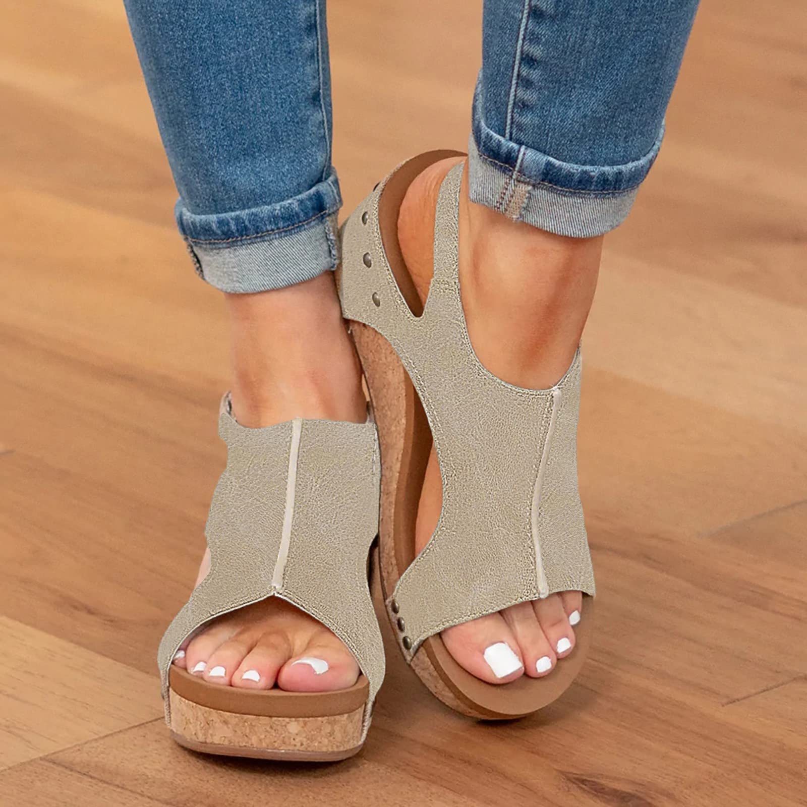 Women's Dressy Summer Wedge Sandals - Comfortable Platform Slide Shoes with Mid Heel for Beach, Vacation & Casual Outings
